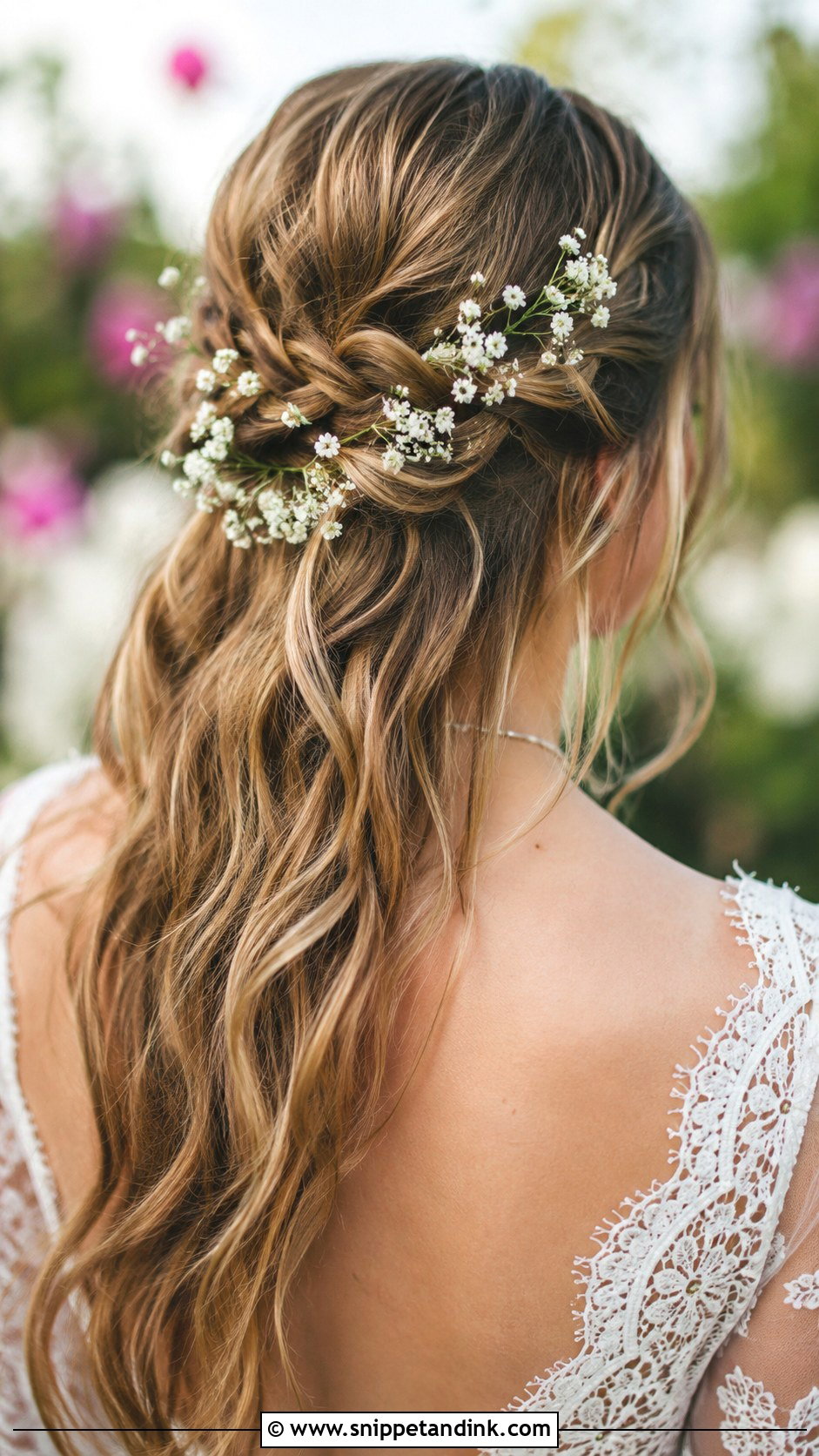 Half Up Braid With Babys Breath - Snippet and Ink - 25 Bridal Hair with Flowers