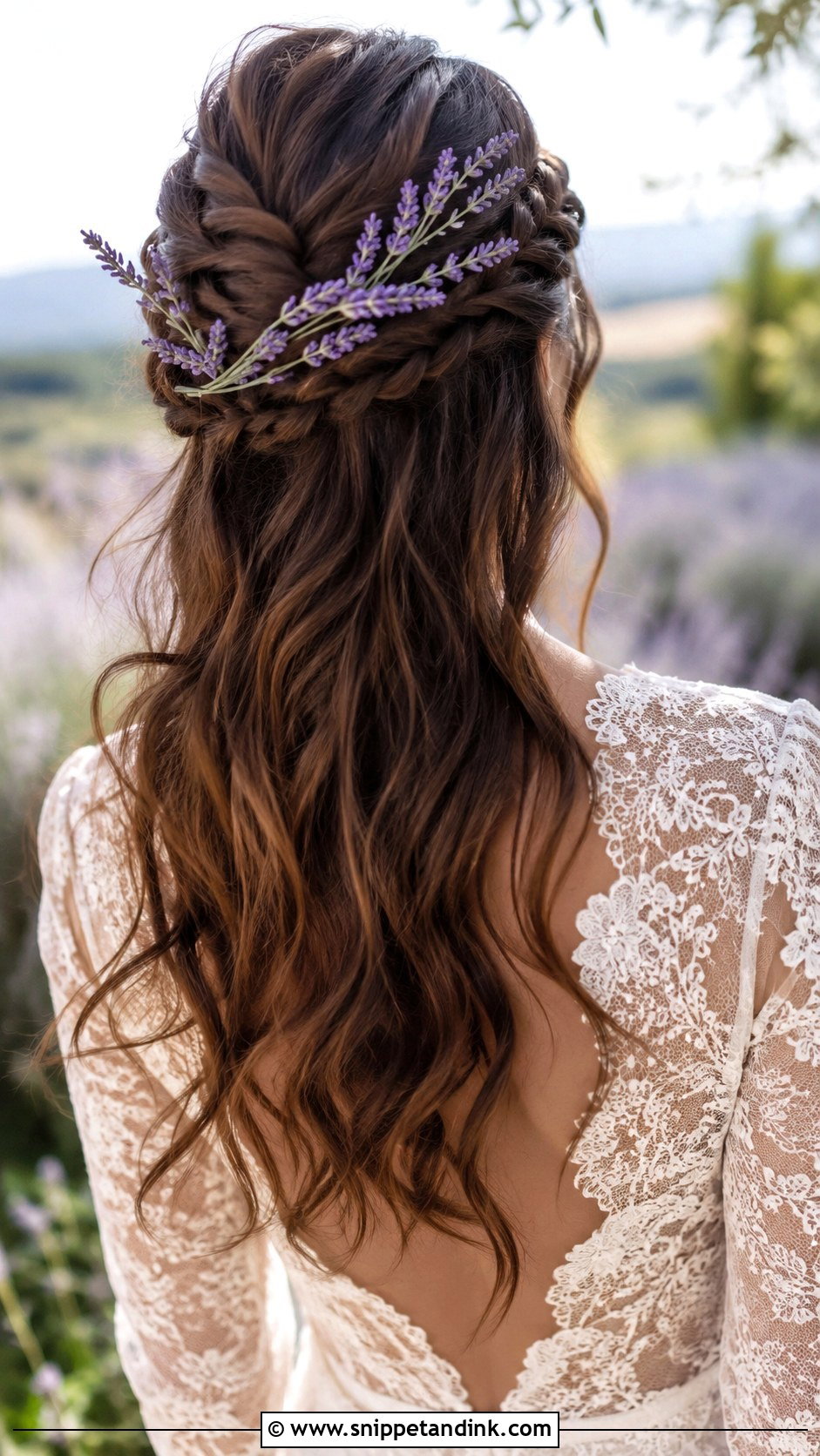 Half Up Braid With Lavender - Snippet and Ink - 20 Wedding Hairstyles Flowers