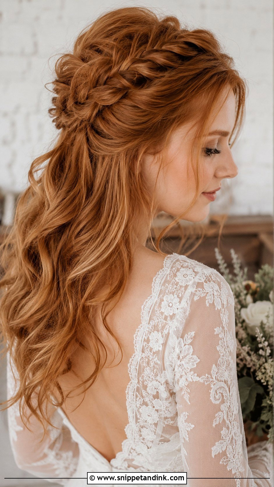 Half Up Braid With Waves - Snippet and Ink - 20 Wedding Hair Ideas for Medium Length