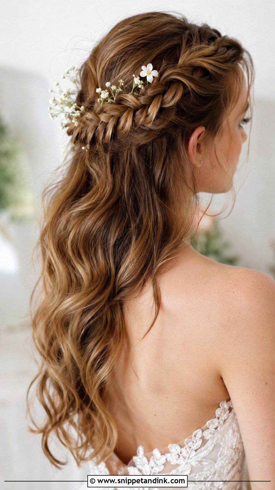Half Up Braid for Strapless Wedding - Snippet and Ink - 25 Wedding Hairstyles for Strapless Dress
