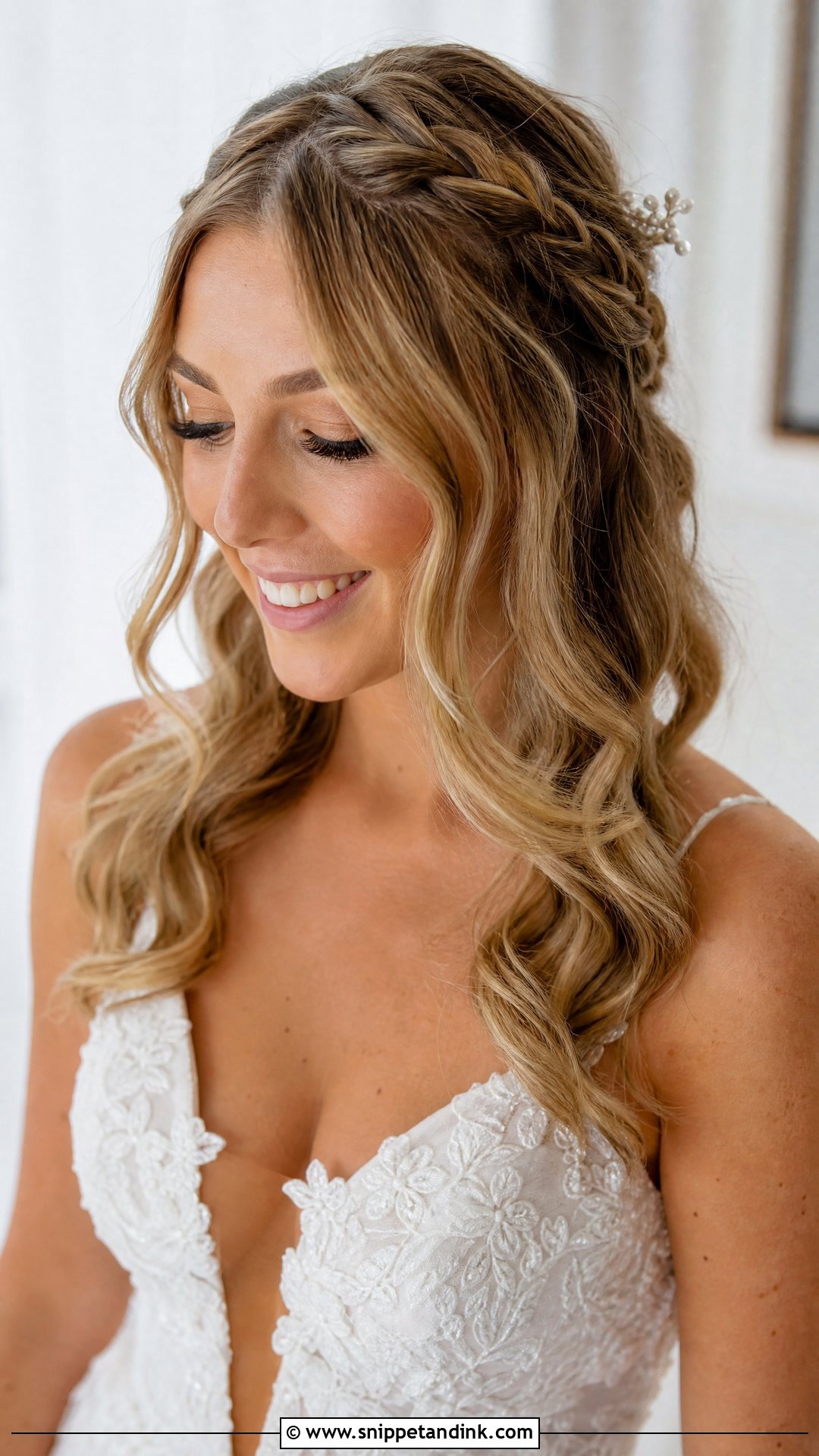 Half Up Braided Bangs Wedding Hairstyle - Snippet and Ink - 20 Half-Up Braided Wedding Hairstyles