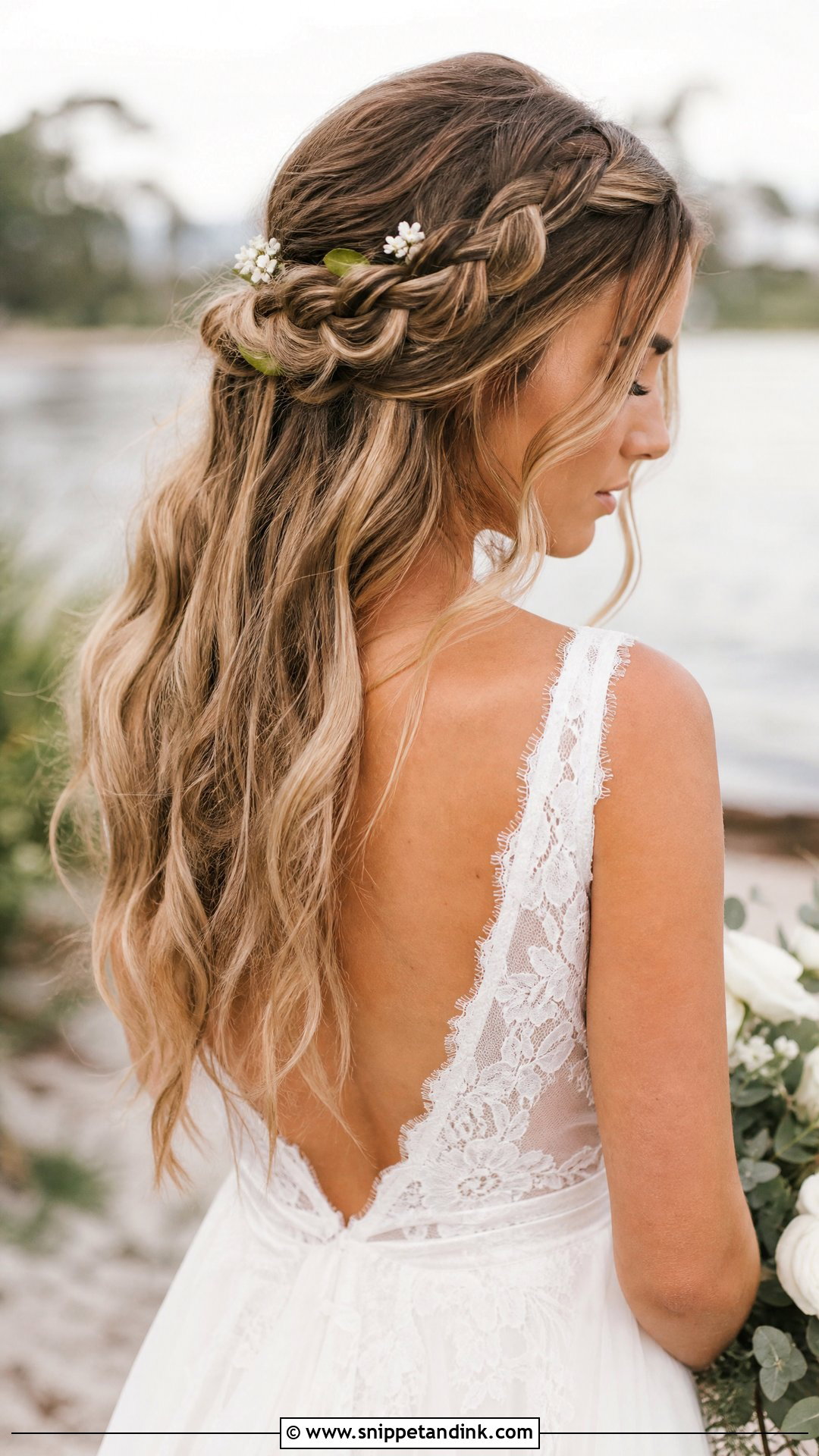 Half Up Braided Bohemian Look - Snippet and Ink - 20 Wedding Hair Inspo Ideas