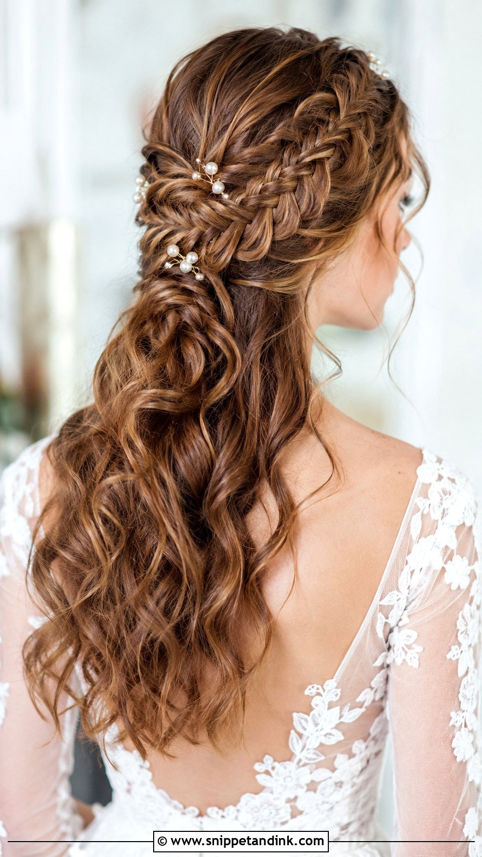 Half Up Braided Bridal Hair - Snippet and Ink - 20 Wedding Hairstyle Down Ideas