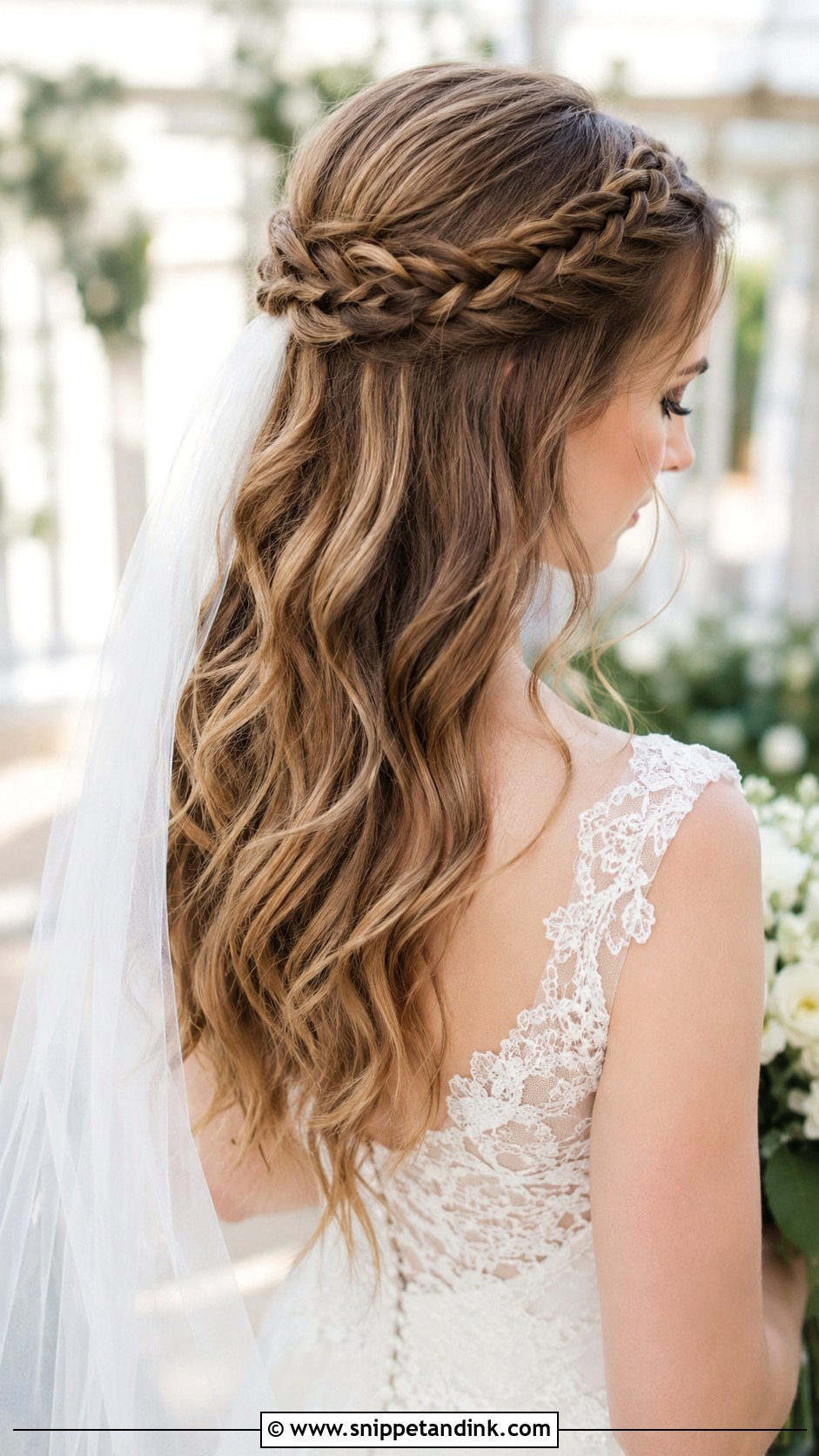 Half Up Braided Bridal Hair - Snippet and Ink - 35 Bride Hair Ideas