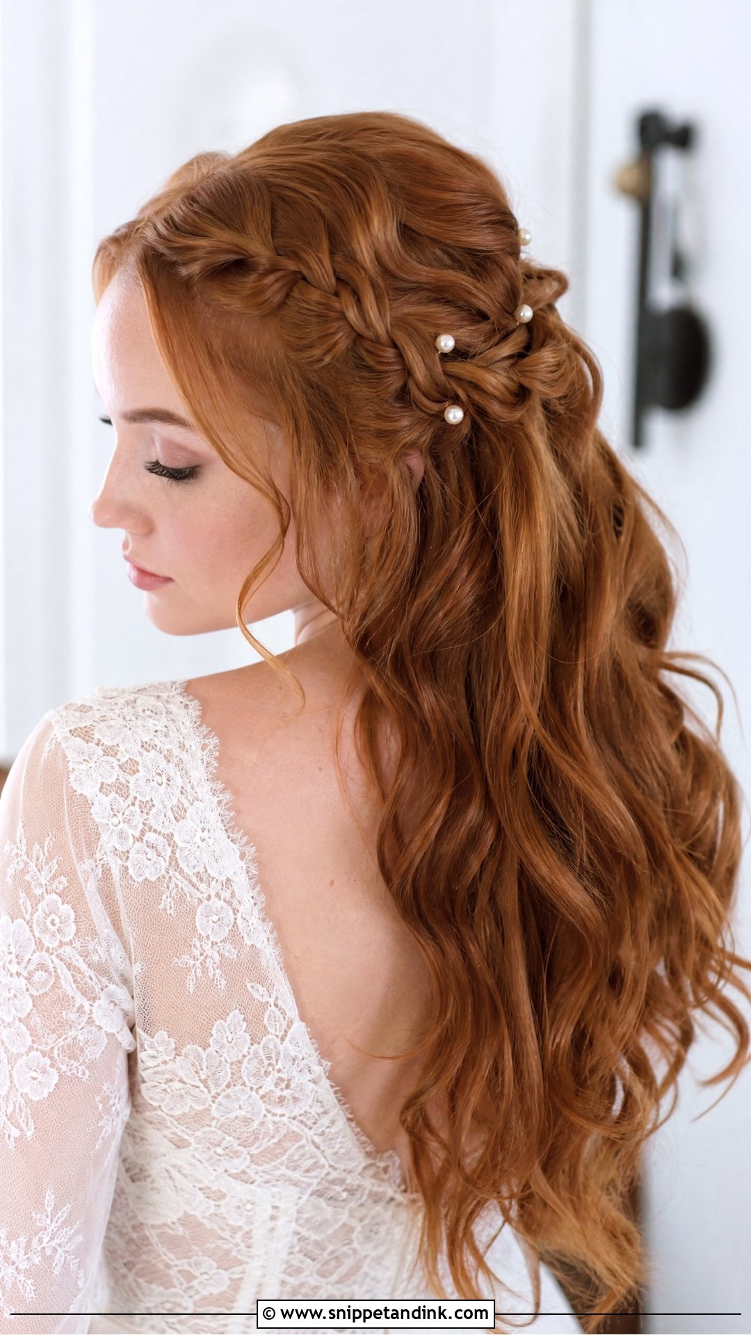 Half Up Braided Bridal Hairstyle - Snippet and Ink - 20 Shoulder Length Bridal Hairstyles