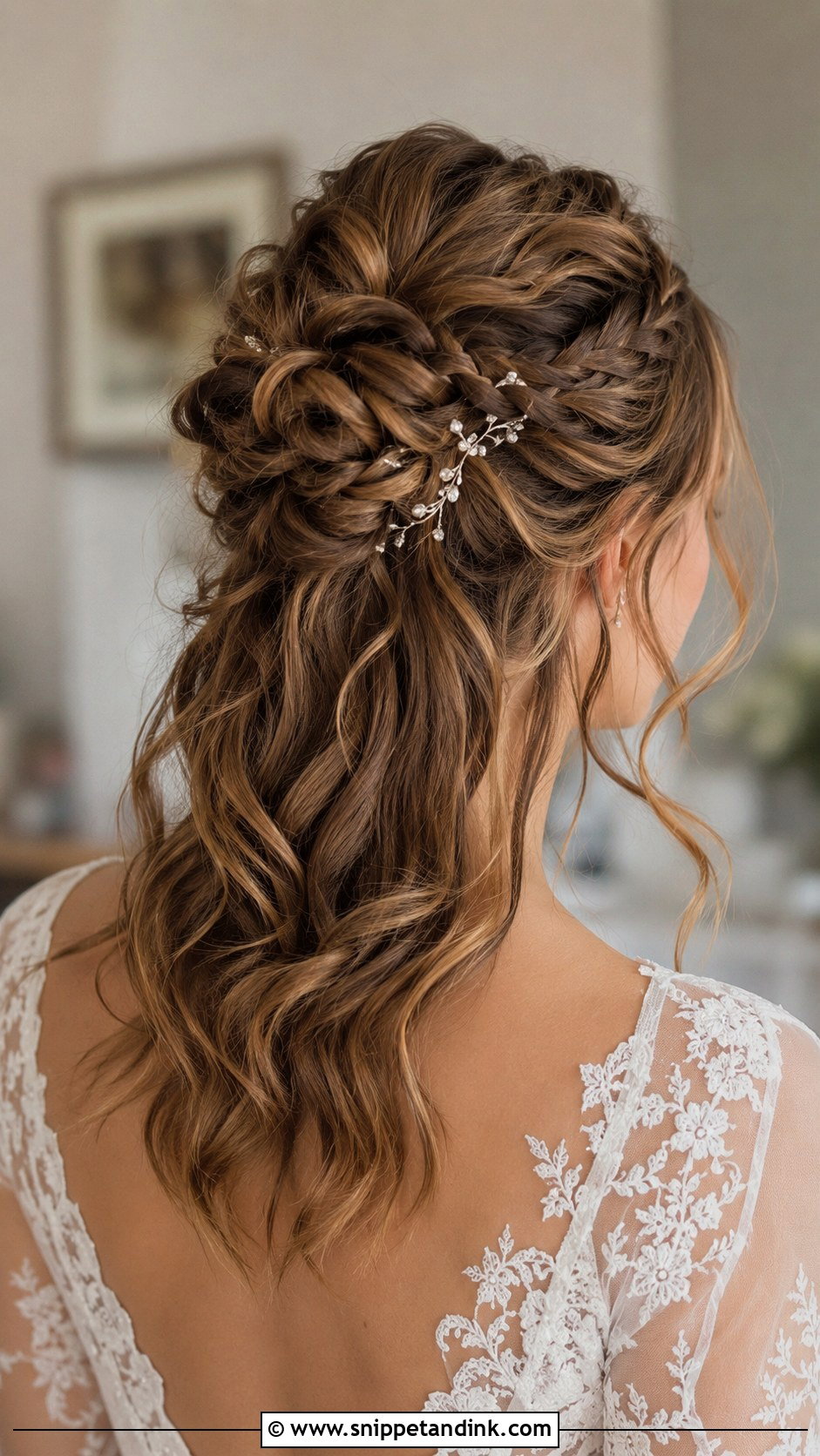 Half Up Braided Bun - Snippet and Ink - 25 Long Bridal Hair Ideas
