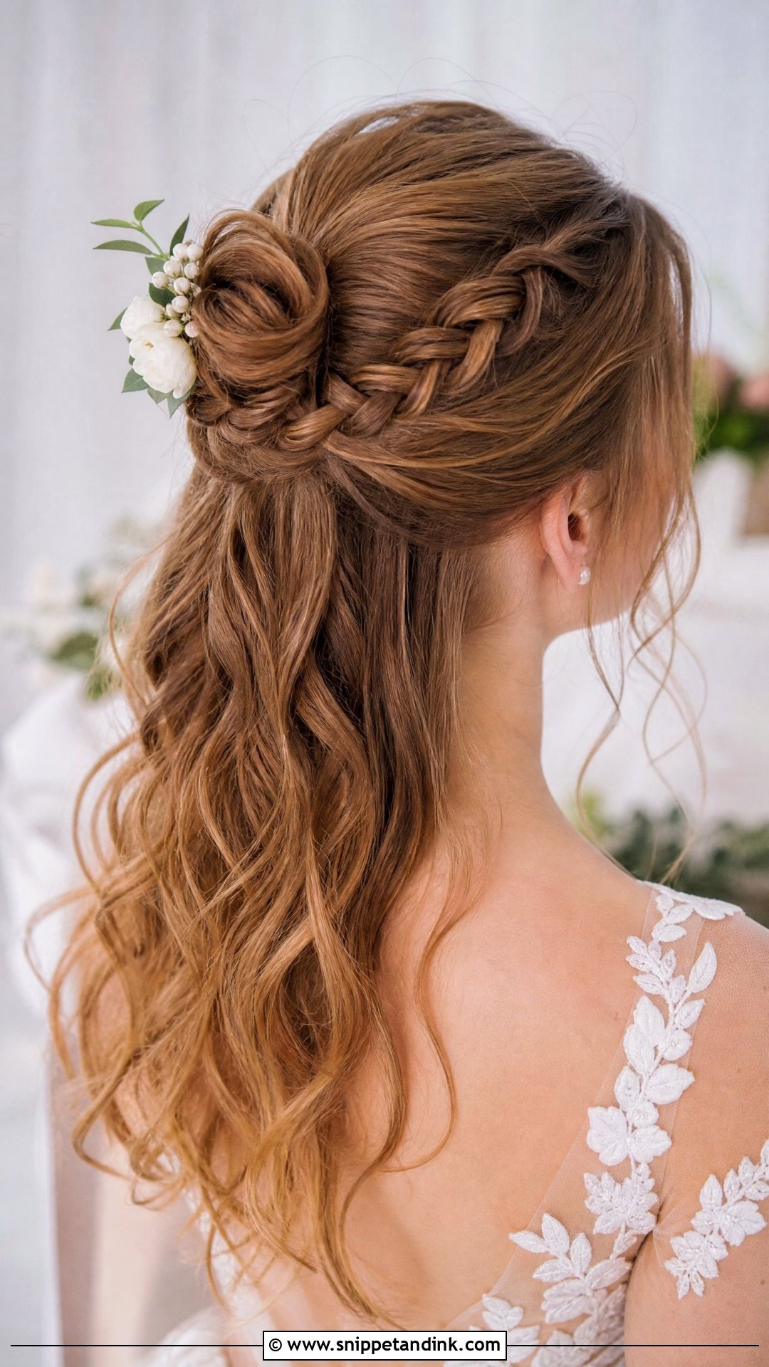 Half Up Braided Bun Wedding Hairstyle - Snippet and Ink - 20 Half-Up Braided Wedding Hairstyles