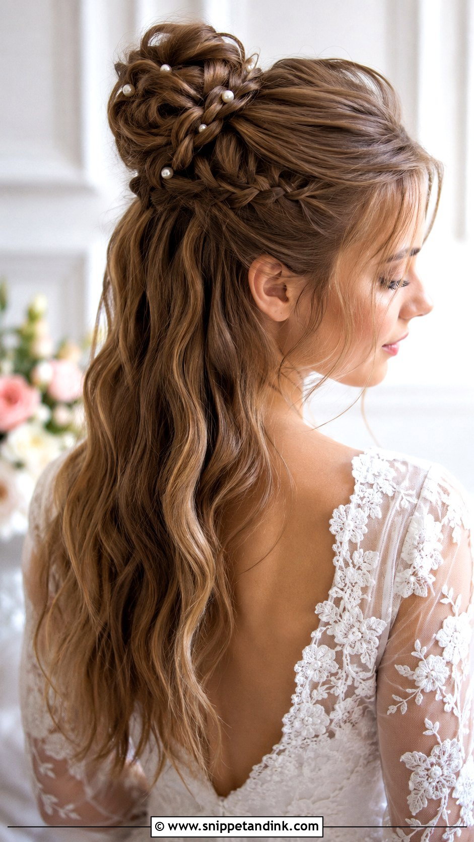 Half Up Braided Bun - Snippet and Ink - 20 Bridal Hairstyles Front Look