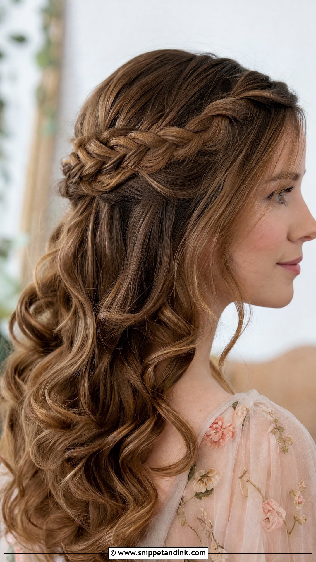 Half Up Braided Crown - Snippet and Ink - 20 Braided Hairstyles for Wedding Guest