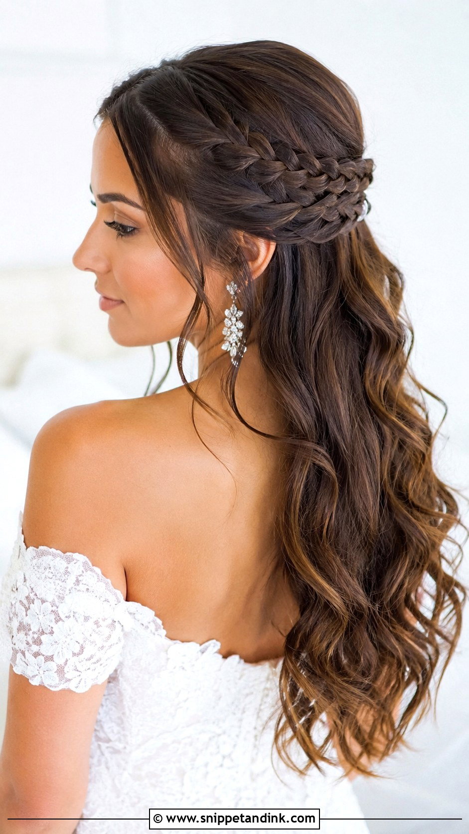 Half Up Braided Crown - Snippet and Ink - 25 Bridal Hair Braid Ideas