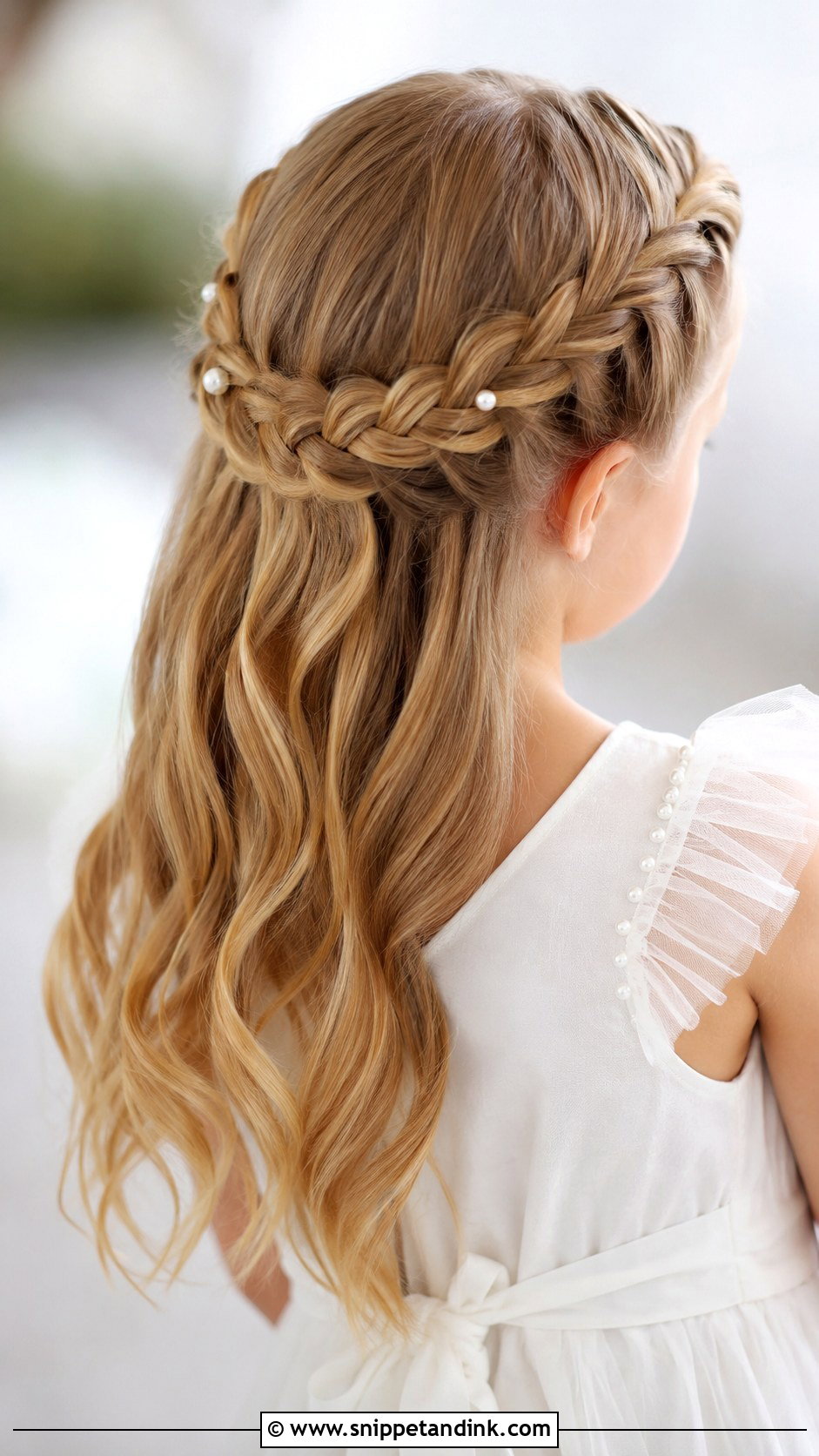 Half Up Braided Crown - Snippet and Ink - 25 Hairstyle for Girls Wedding Ideas
