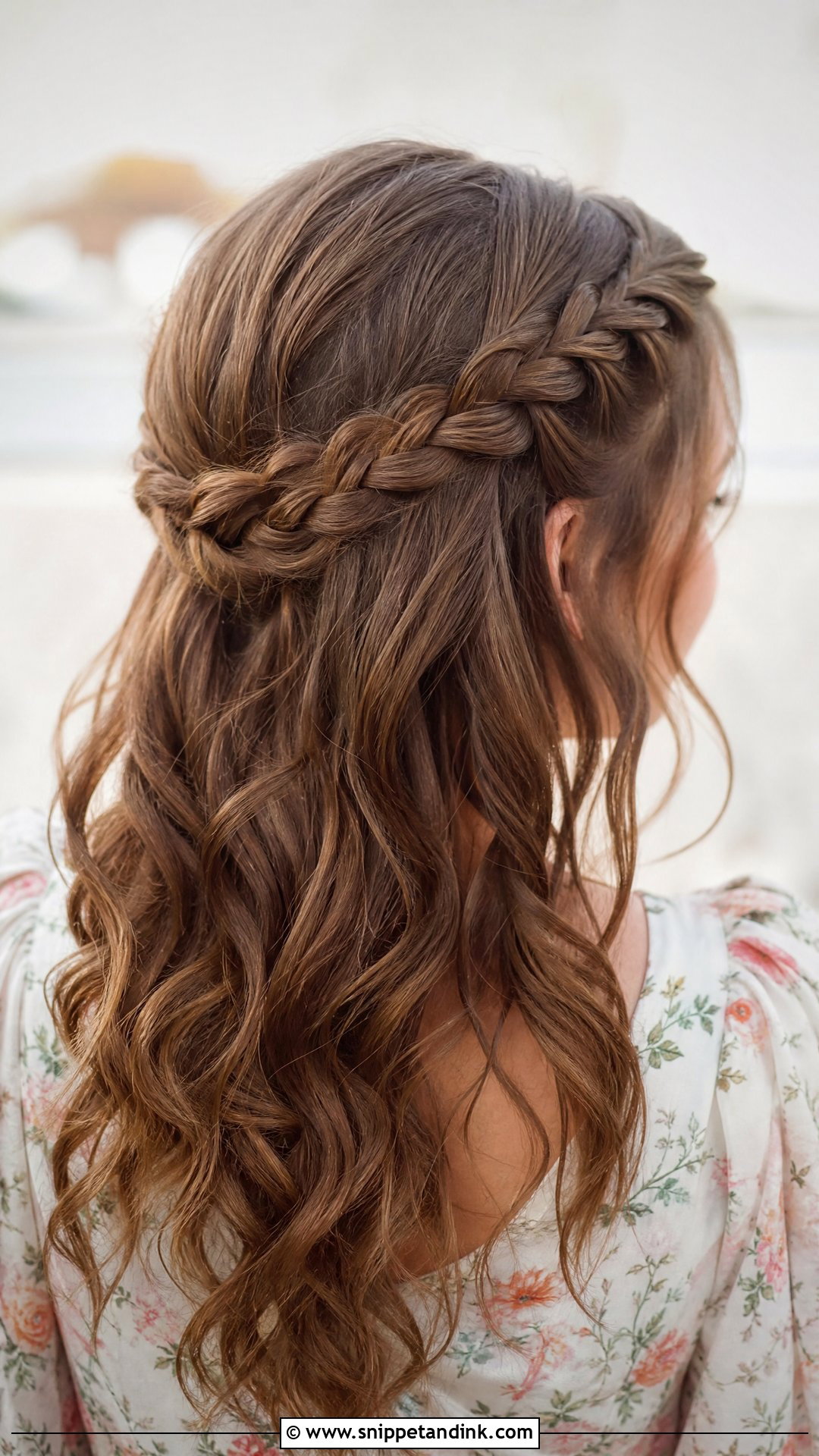 Half Up Braided Crown - Snippet and Ink - 25 Half-Up Half-Down Wedding Guest Hair Ideas