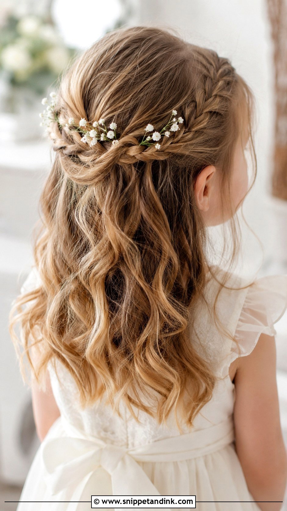 Half Up Braided Crown - Snippet and Ink - 25 Kids Girls Wedding Hairstyles