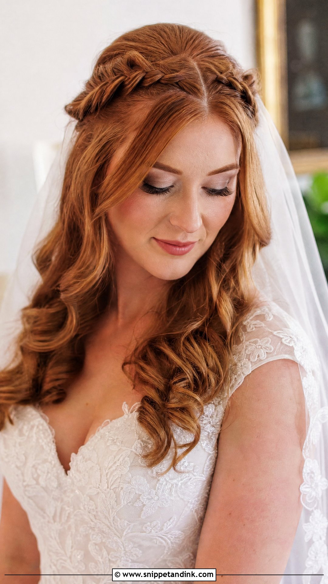 Half Up Braided Crown - Snippet and Ink - 20 Bridal Hair for Long Hair Ideas