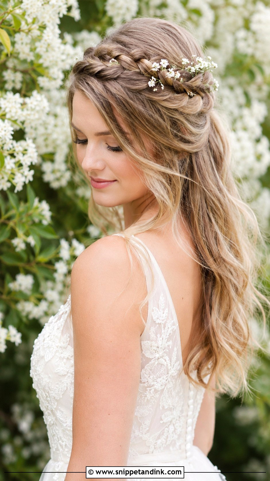 Half Up Braided Crown - Snippet and Ink - 25 Natural Wedding Hairstyles