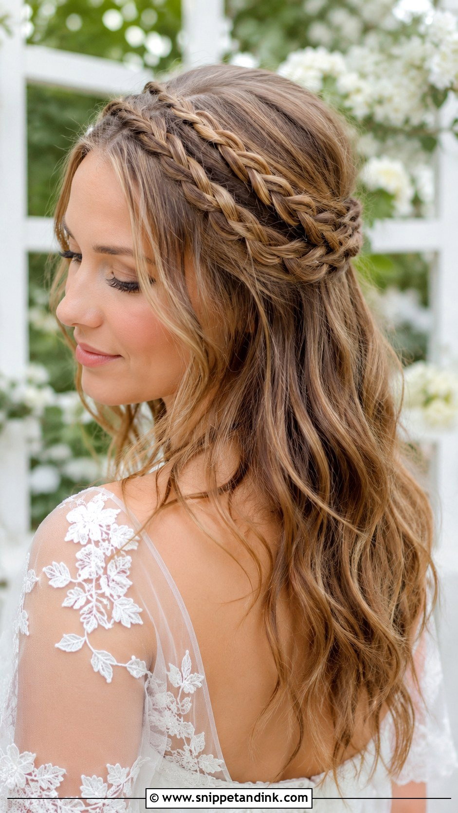 Half Up Braided Crown - Snippet and Ink - 25 Wedding Hairstyles for Guests