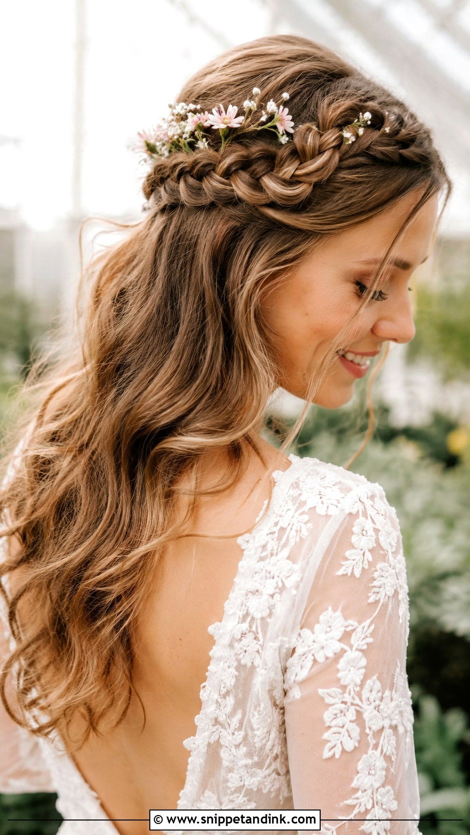 Half Up Braided Crown - Snippet and Ink - 20 Bride to Be Hairstyles