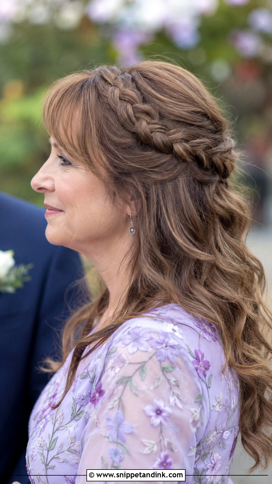 Half Up Braided Crown - Snippet and Ink - 30 Mother of the Bride Hair Down Ideas