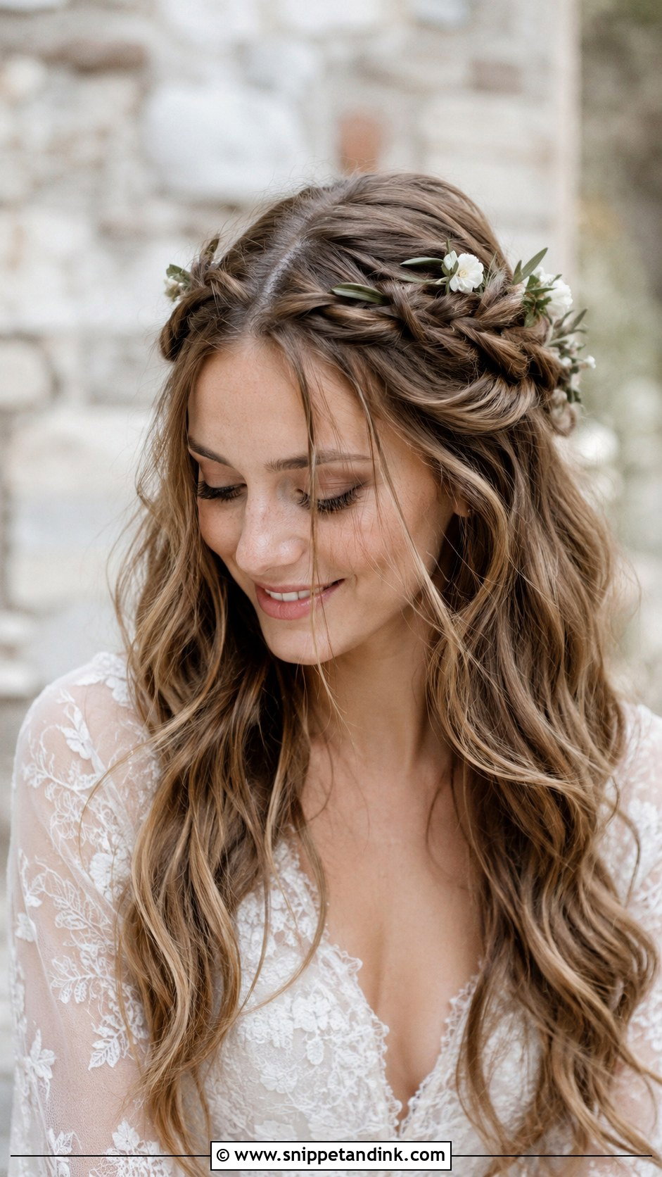 Half Up Braided Crown - Snippet and Ink - 30 Wedding Day Hair Ideas