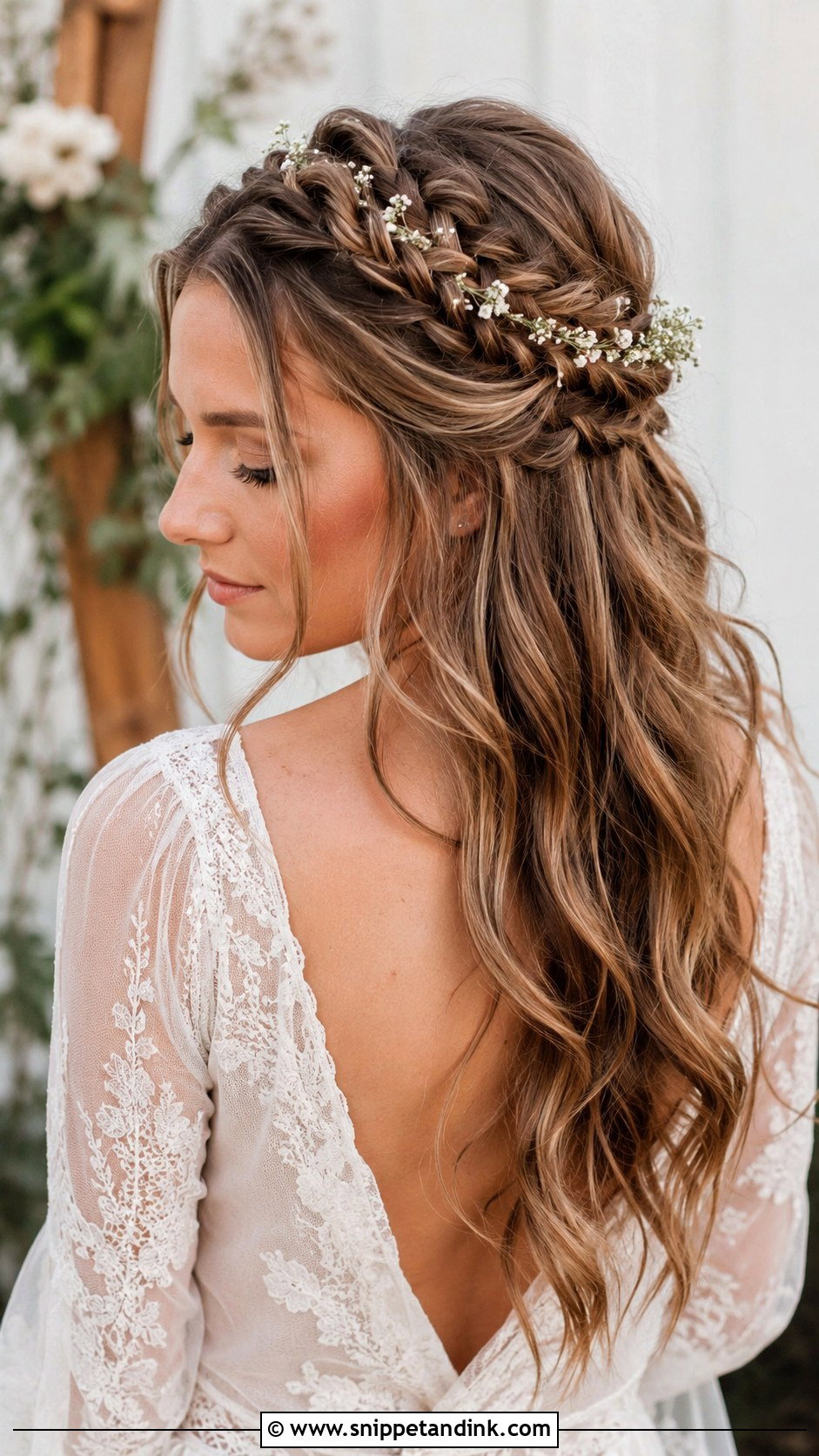 Half Up Braided Crown - Snippet and Ink - 35 Bridal Hairstyles