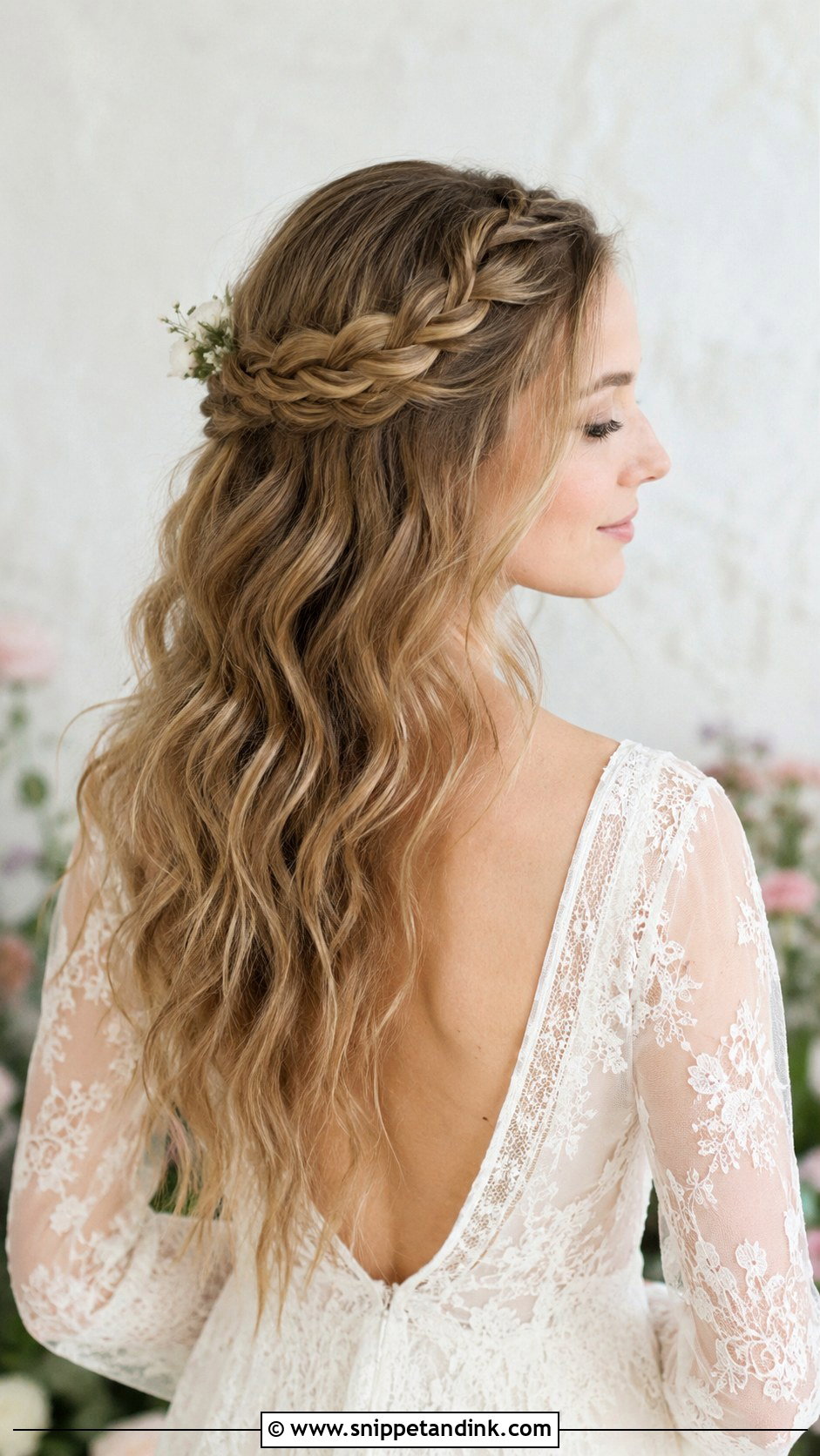 Half Up Braided Crown - Snippet and Ink - 35 Bridal Hair Ideas