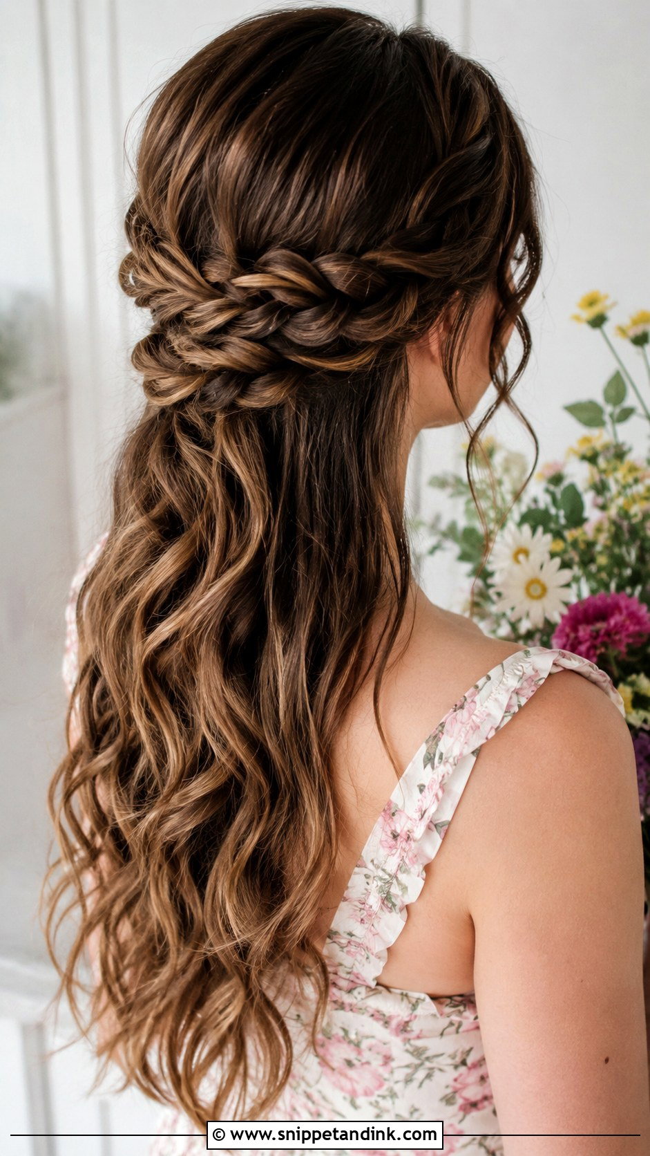 Half Up Braided Crown - Snippet and Ink - 20 Easy Wedding Guest Updo Hairstyles