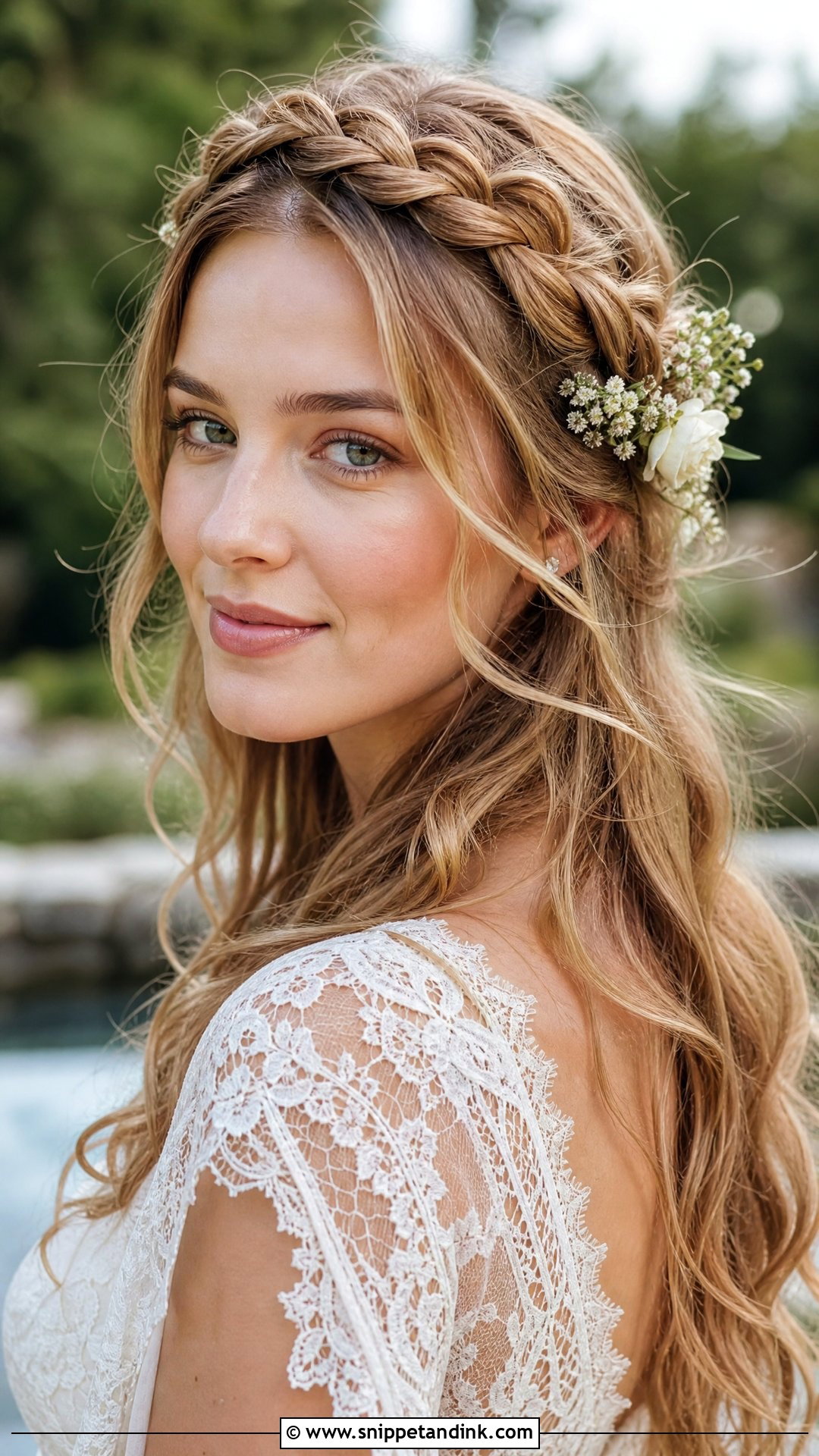 Half Up Braided Crown - Snippet and Ink - 20 Elegant Bride Hairstyles