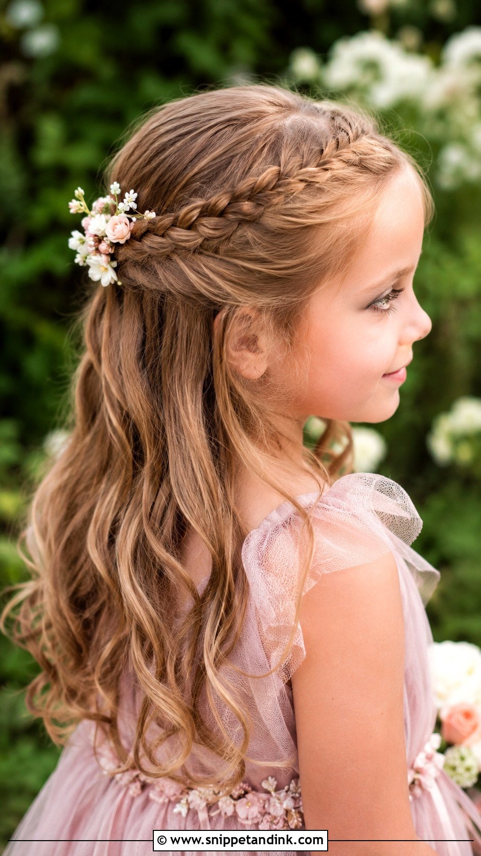 Half Up Braided Crown - Snippet and Ink - 20 Girls Wedding Hairstyles