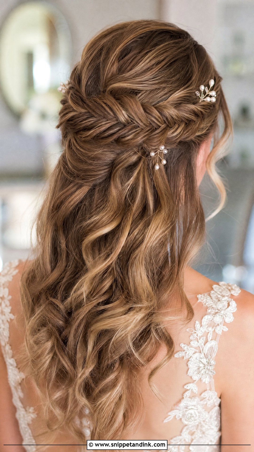 Half Up Braided Crown - Snippet and Ink - 20 Simple Long Hair Wedding Hairstyles