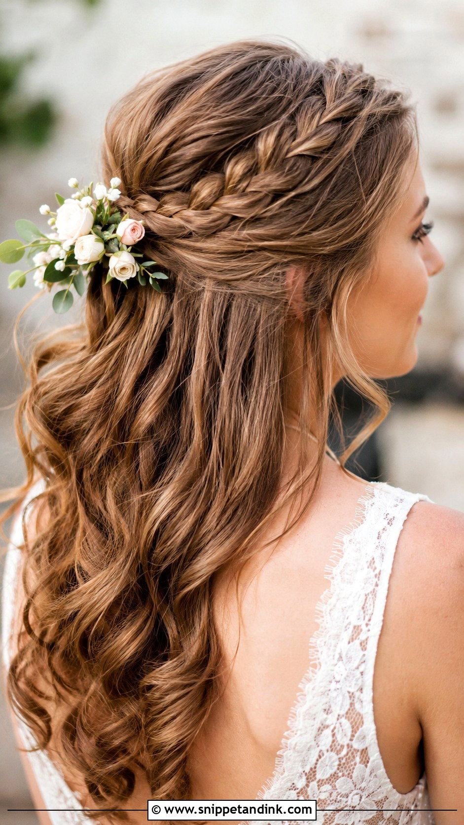 Half Up Braided Crown For Weddings - Snippet and Ink - 25 Sleek Half-Up Half-Down Wedding Hair Ideas