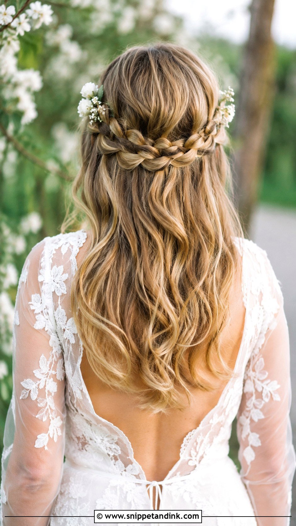 Half Up Braided Crown Style - Snippet and Ink - 25 Bridal Updos for Medium Hair