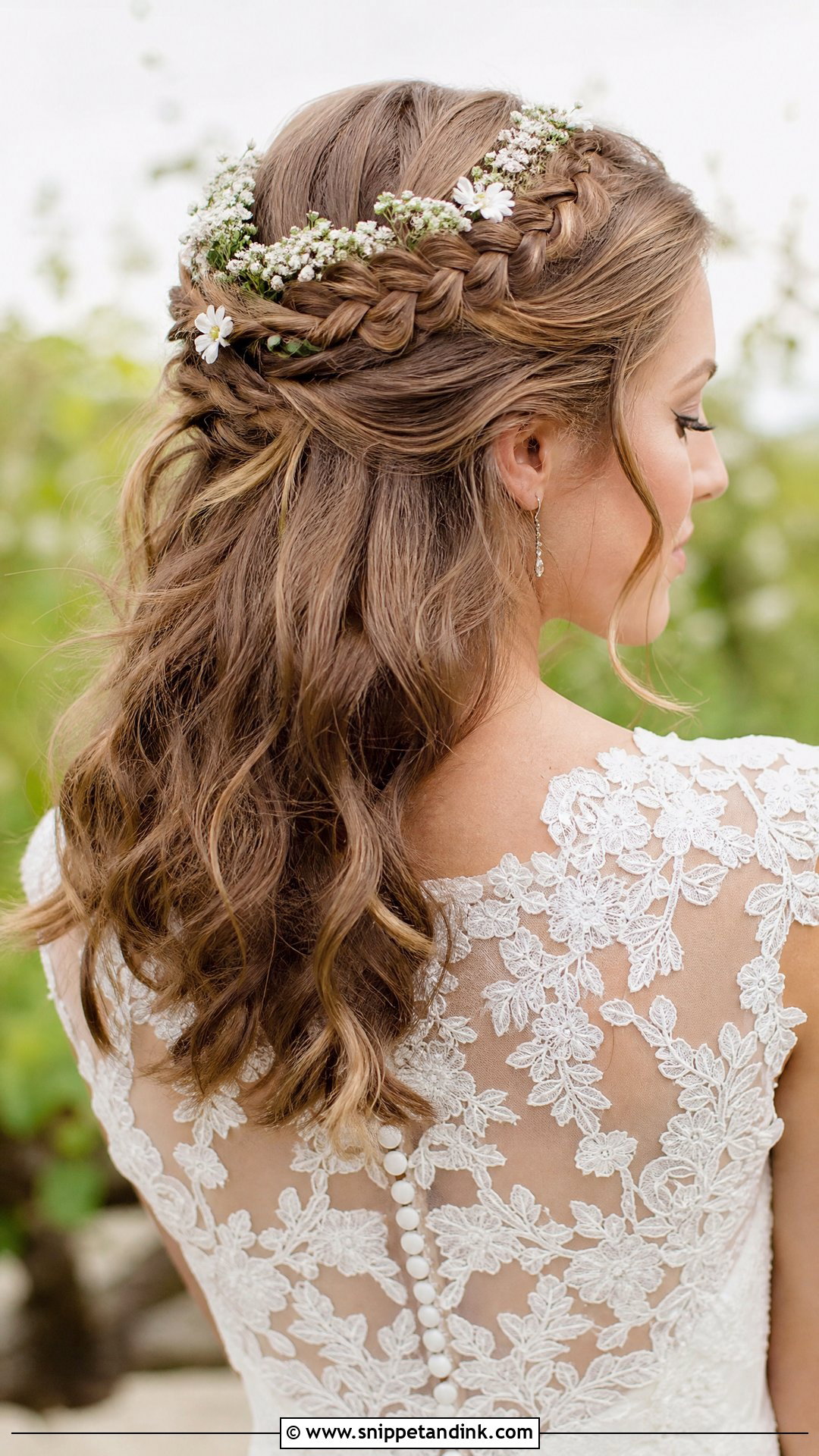 Half Up Braided Crown Wedding Hairstyle - Snippet and Ink - 20 Half-Up and Half-Down Wedding Hairstyles