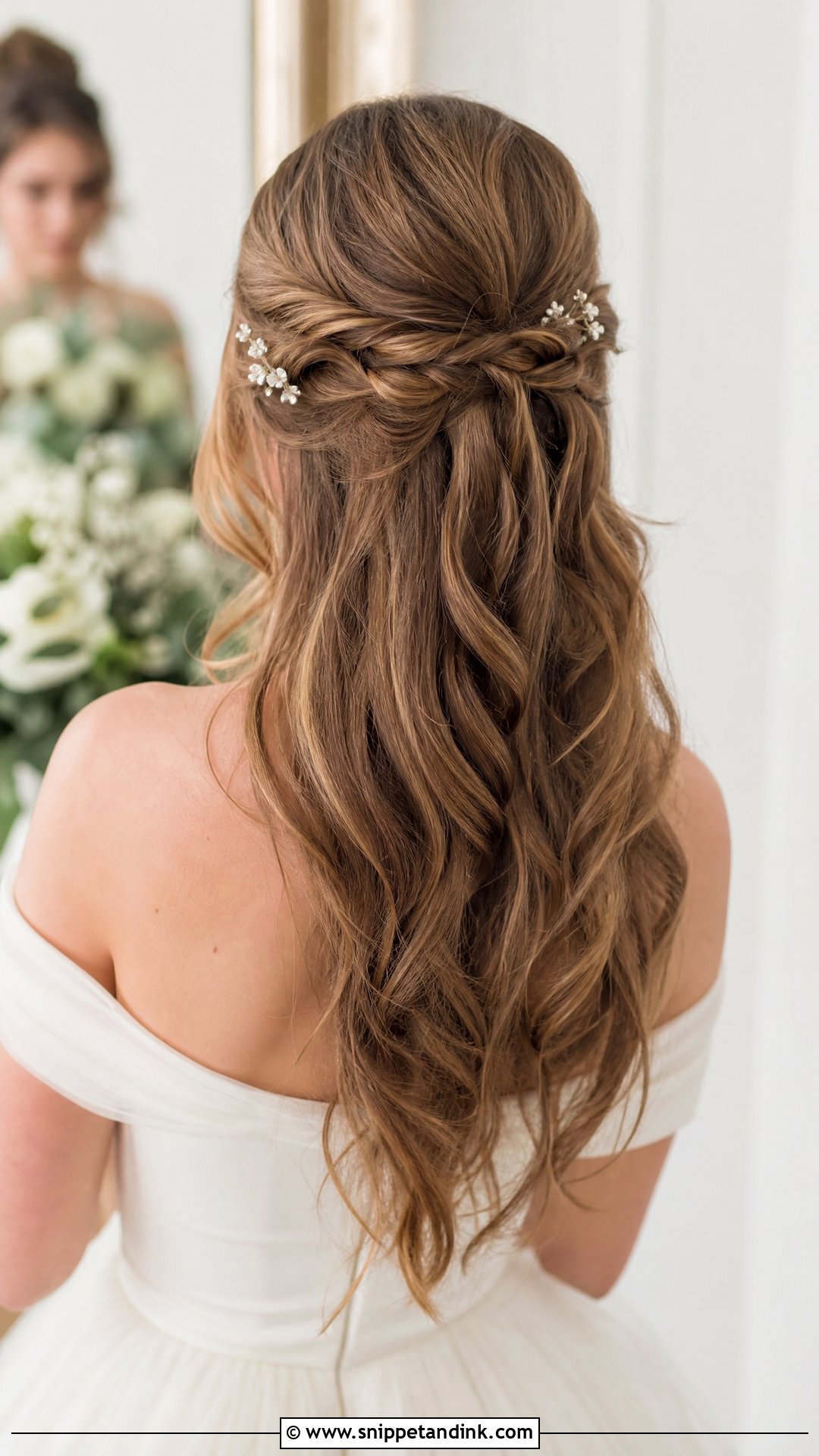 Half Up Braided Crown Wedding Hairstyle - Snippet and Ink - 20 Half-Up Wedding Hairstyle Ideas