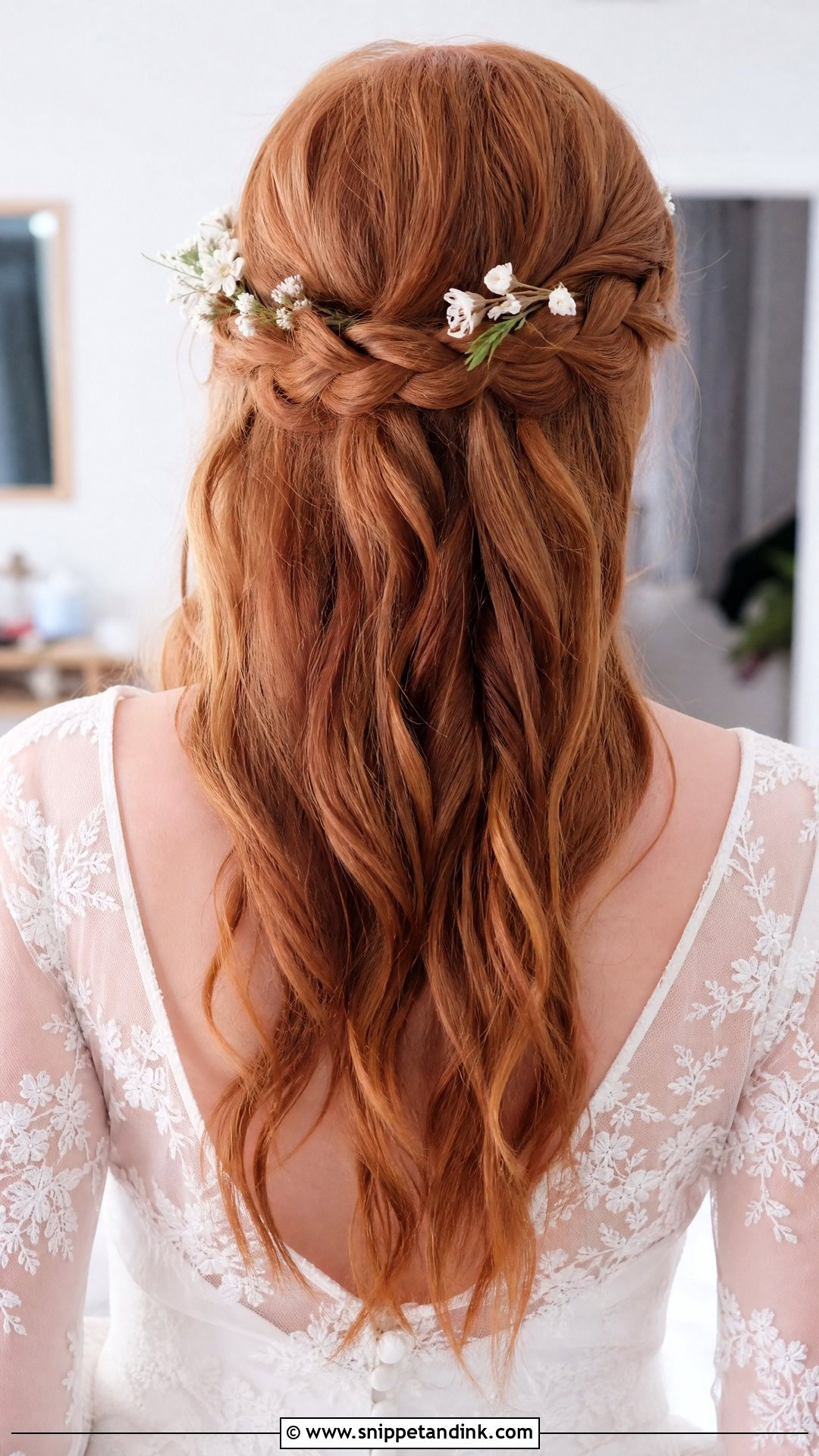 Half Up Braided Crown Wedding Style - Snippet and Ink - 20 Bridal Hair with Braid Ideas