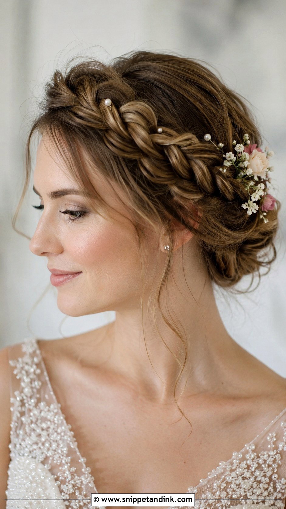 Half Up Braided Crown With Flowing Hair - Snippet and Ink - 20 Wedding Braids for Long Hair
