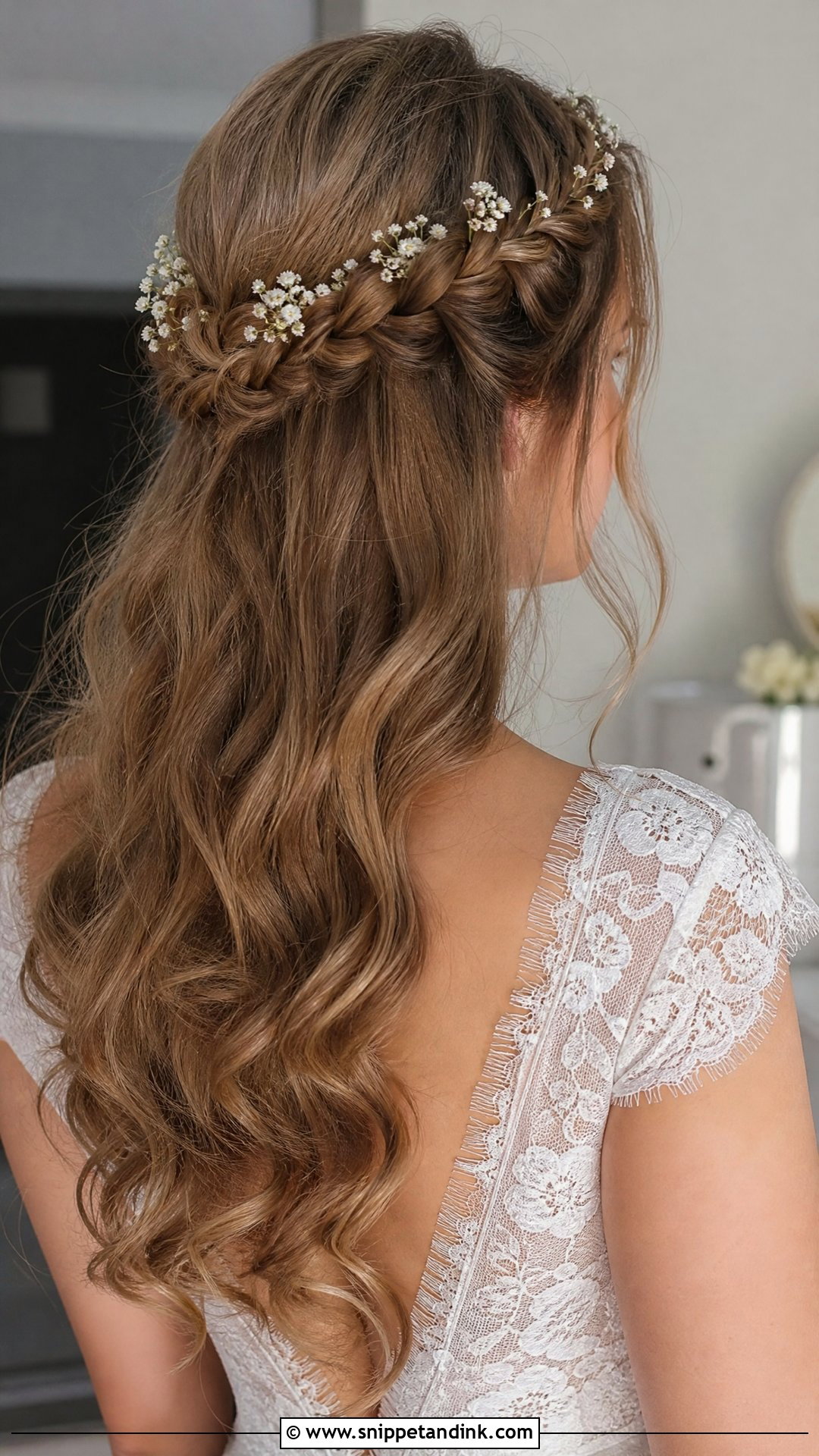 Half Up Braided Crown for Brides - Snippet and Ink - 20 Half-Up Wedding Hairstyles for Long Hair the Bride
