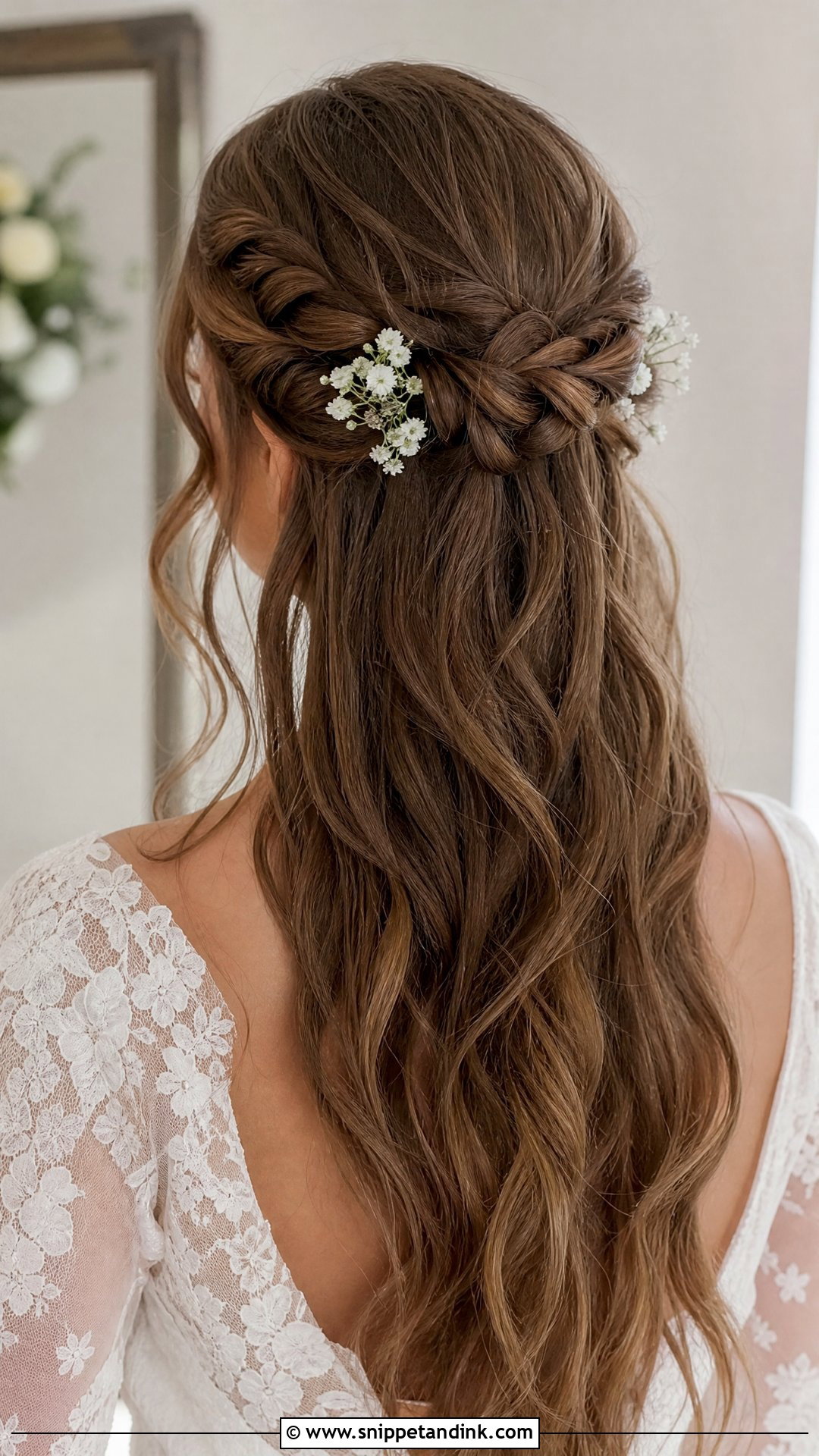 Half Up Braided Crown for Brides - Snippet and Ink - 20 Half-Up Wedding Hairstyles