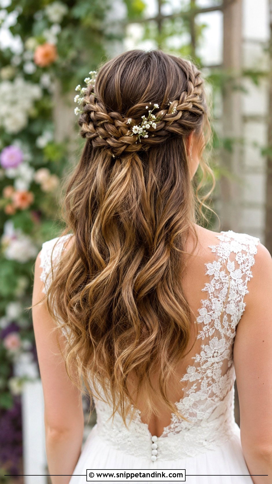 Half Up Braided Crown for Brides - Snippet and Ink - 35 Hairstyles for Wedding
