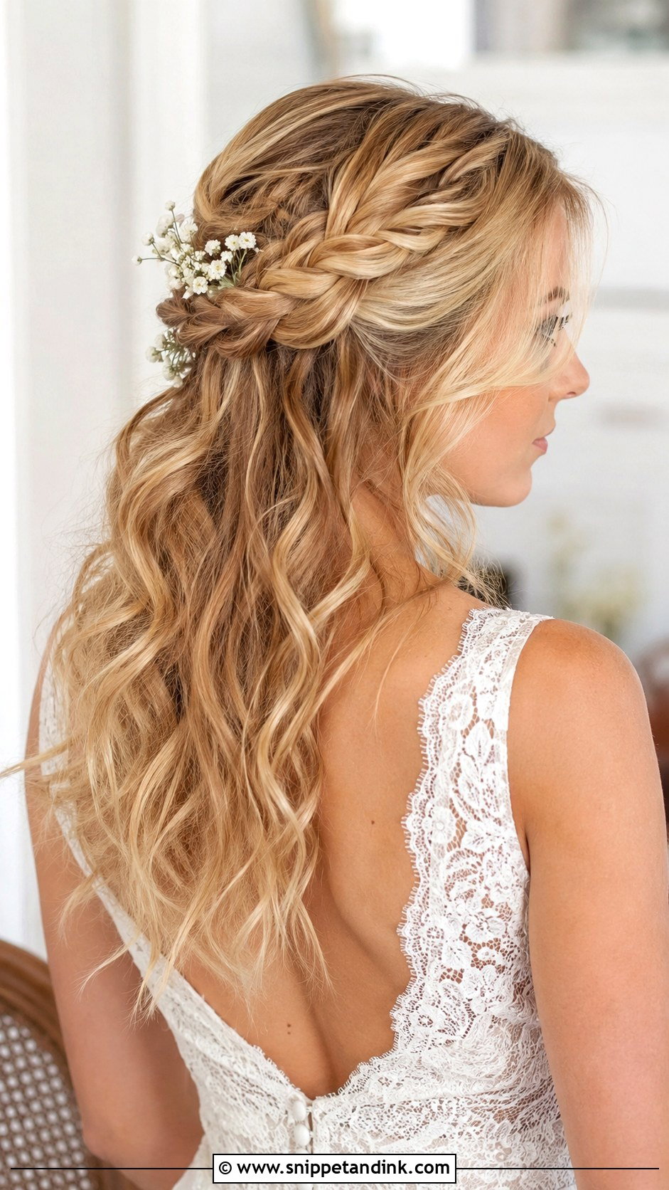 Half Up Braided Crown for Brides - Snippet and Ink - 20 Half-Up Bride Hair Ideas