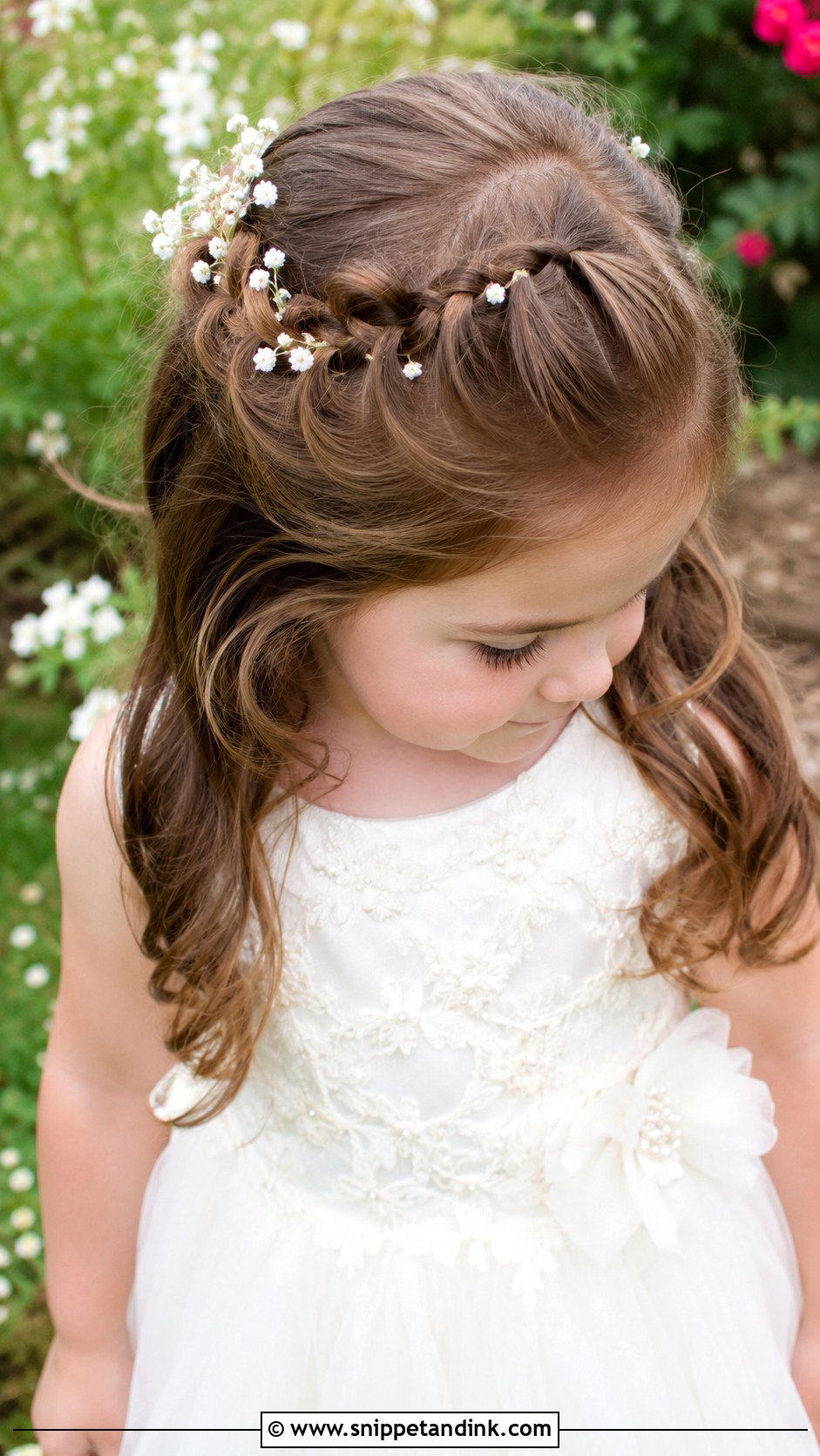 Half Up Braided Crown for Toddlers - Snippet and Ink - 20 Flowergirl Hairstyle for Toddler Ideas