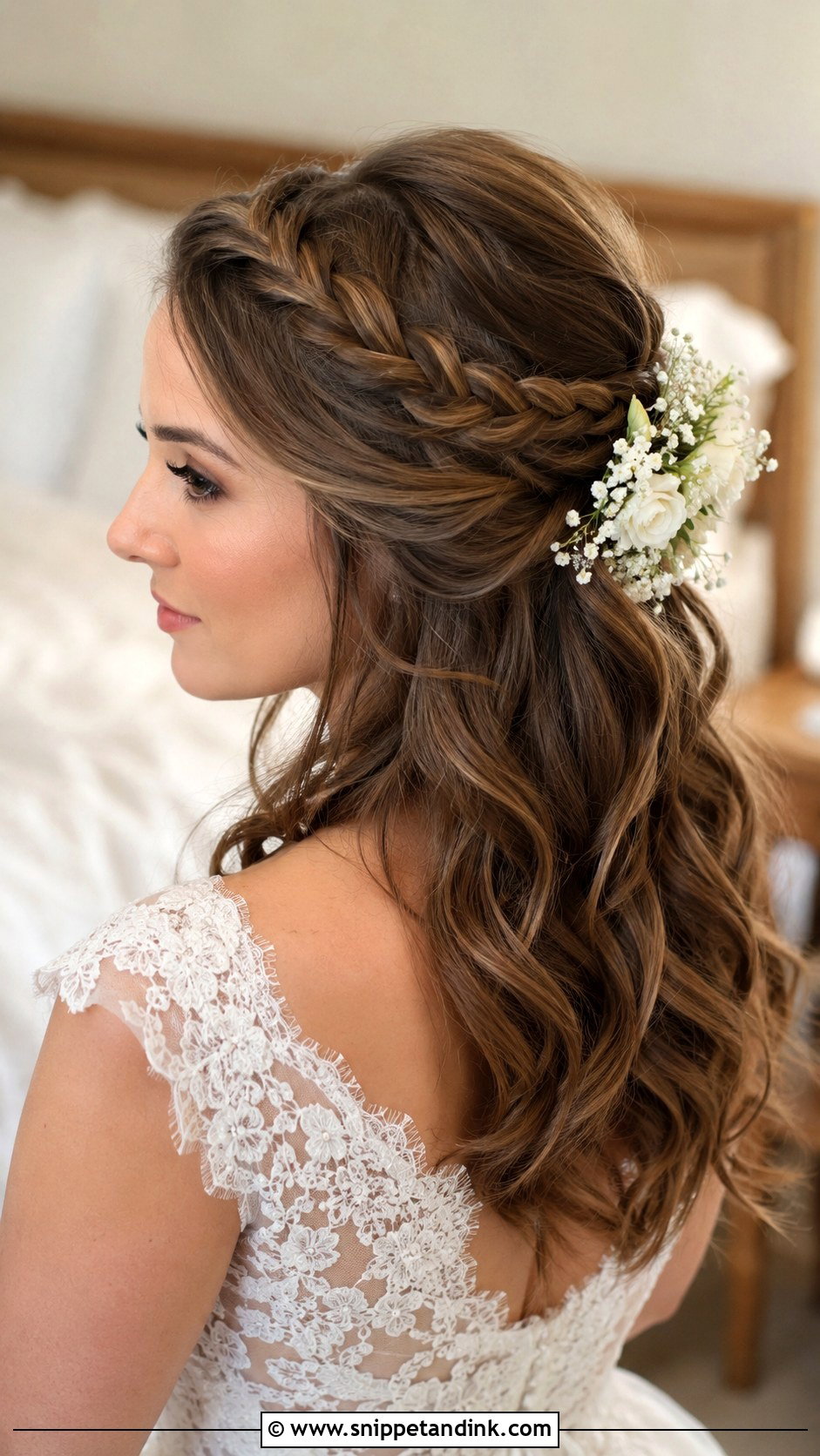 Half Up Braided Crown for Wedding - Snippet and Ink - 20 Half-Up Wedding Ideas