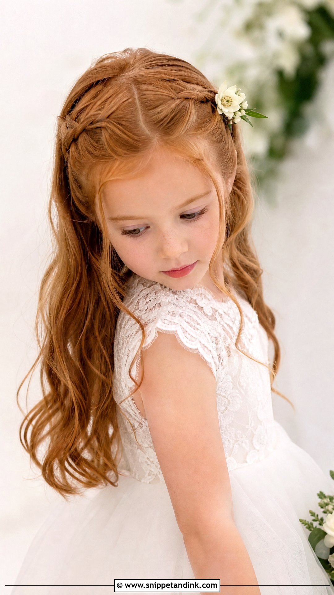 Half Up Braided Flower Girl Style - Snippet and Ink - 20 Kids Hair Styles for Wedding