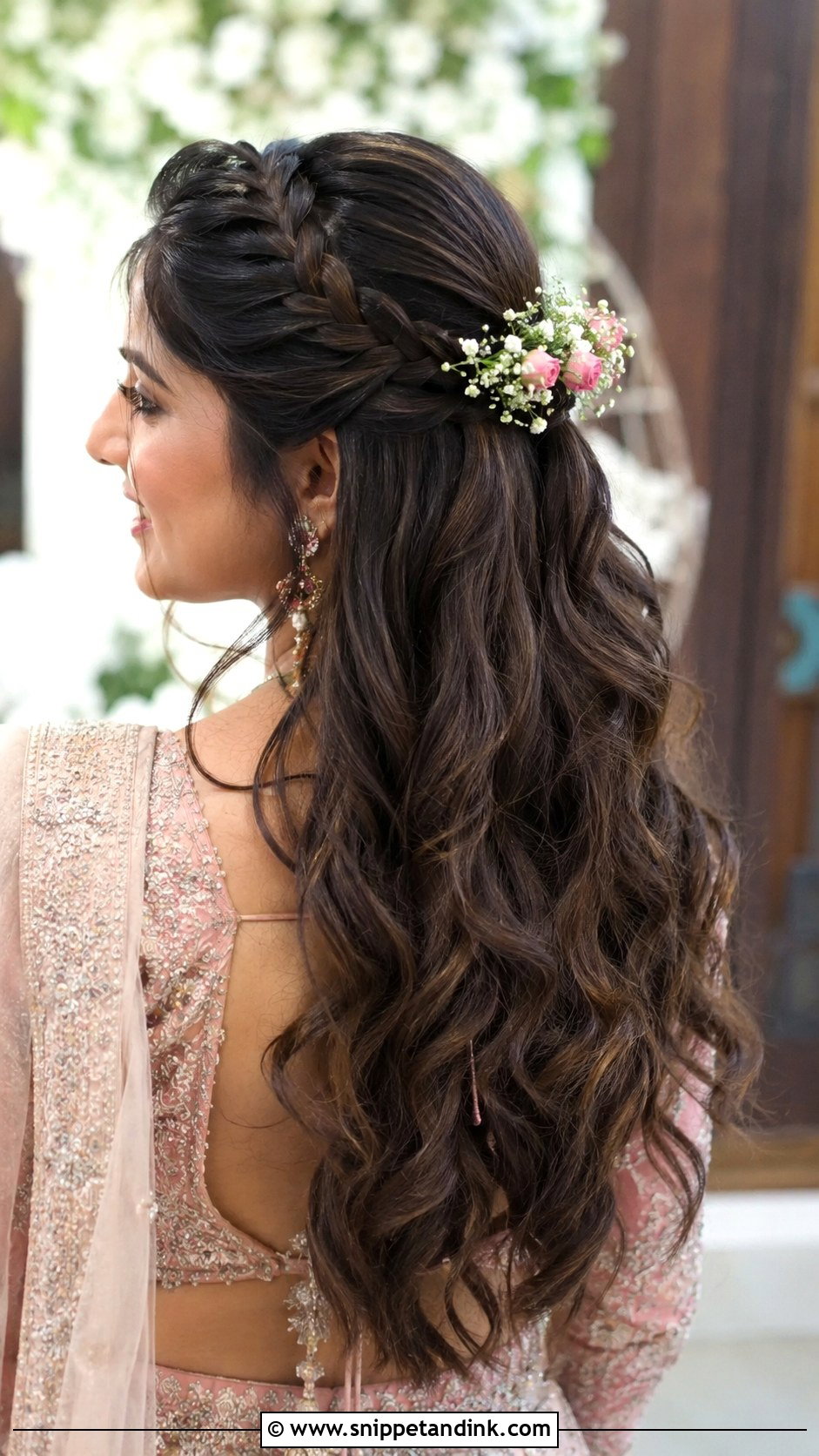 Half Up Braided Hairstyle - Snippet and Ink - 25 Indian Braided Hairstyles for Wedding