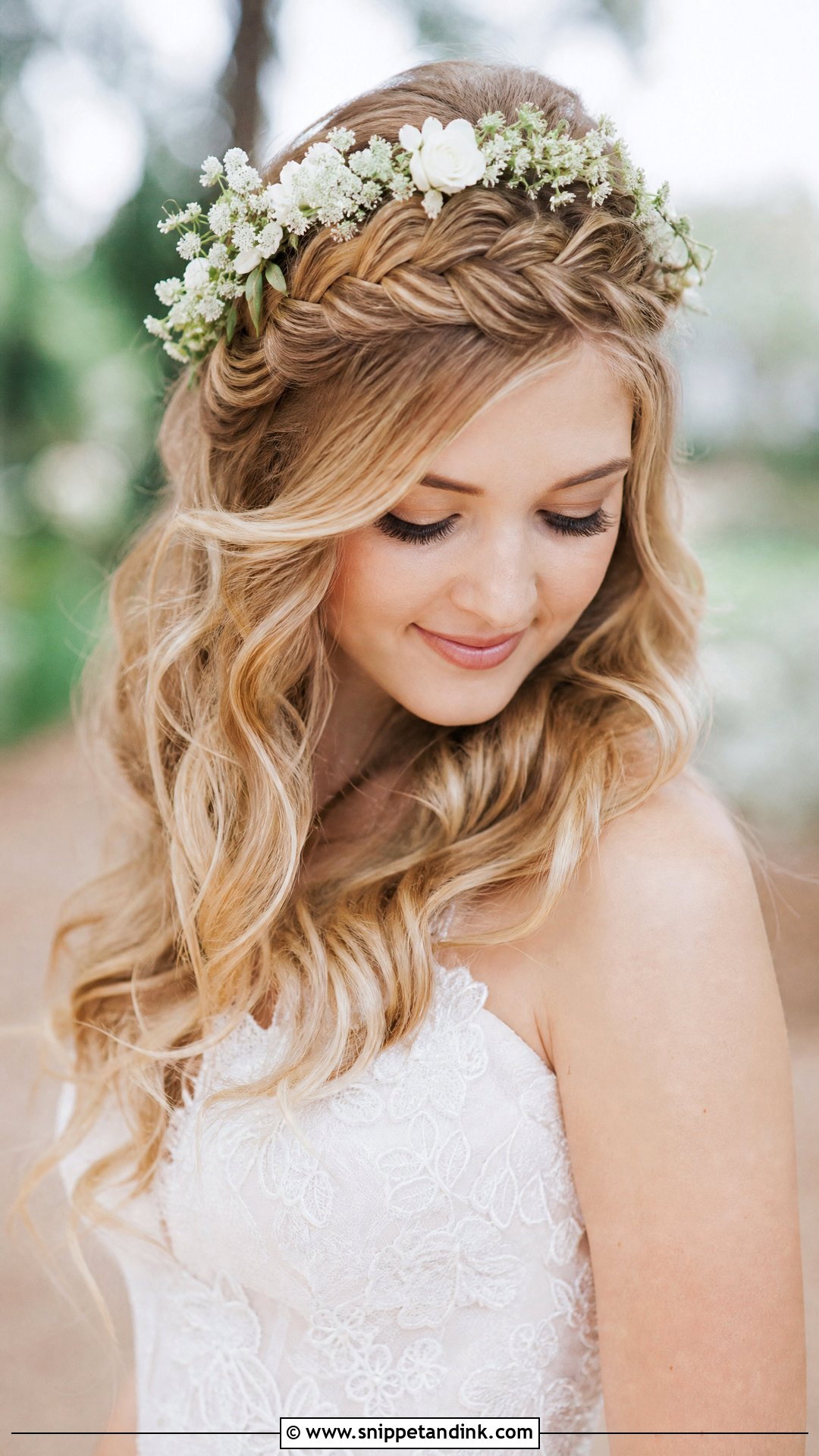 Half Up Braided Halo Wedding Hairstyle - Snippet and Ink - 20 Half-Up Braided Wedding Hairstyles