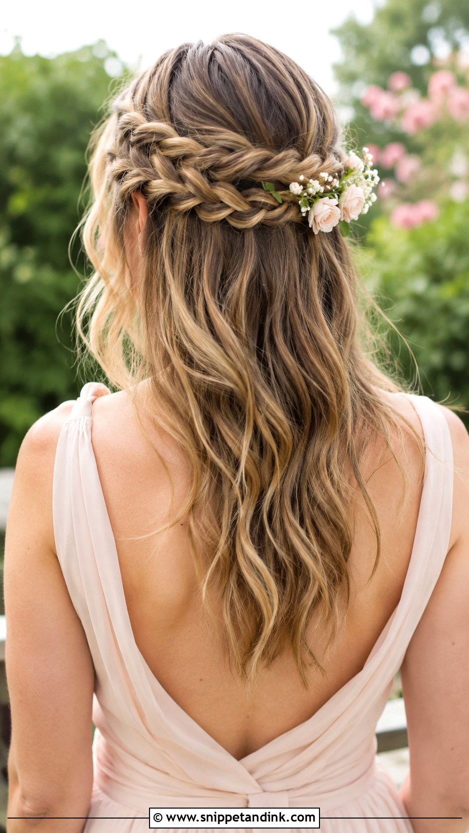Half Up Braided Halo - Snippet and Ink - 20 Bridal Party Hairstyles