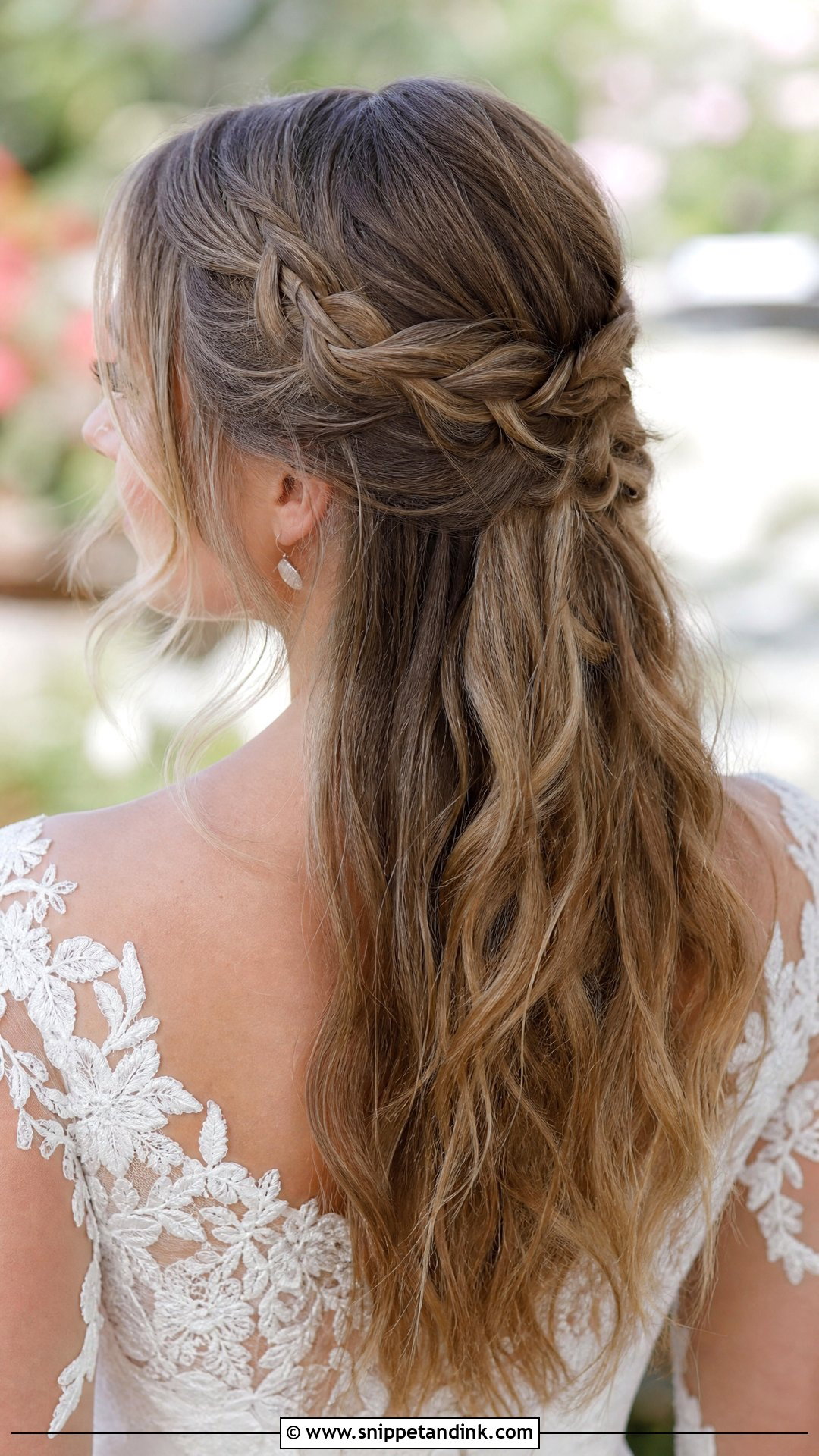 Half Up Braided Style - Snippet and Ink - 20 Wedding Hairstyles Front View