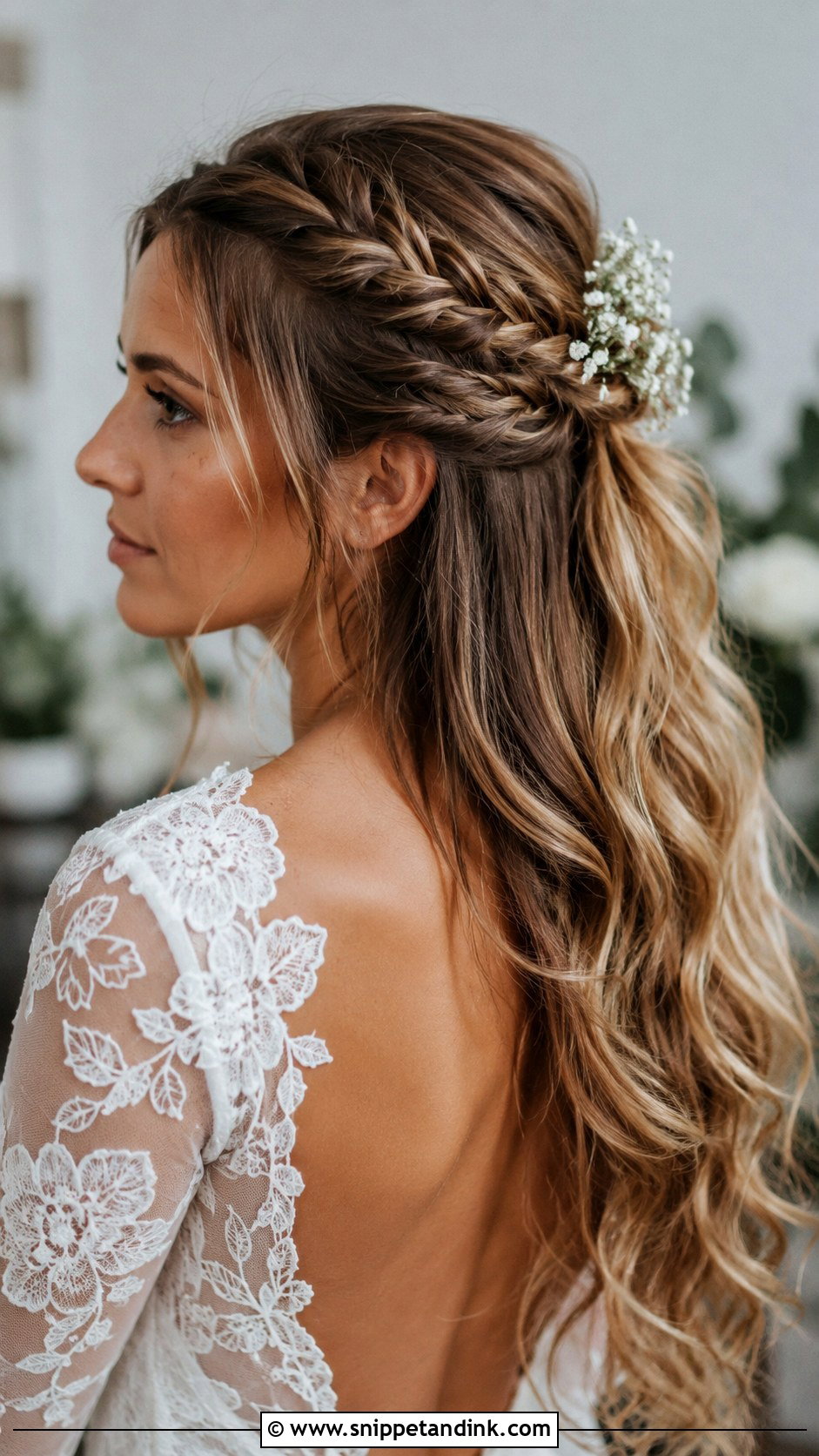 Half Up Braided Style for Bride - Snippet and Ink - 20 Simple Hair for Wedding Ideas