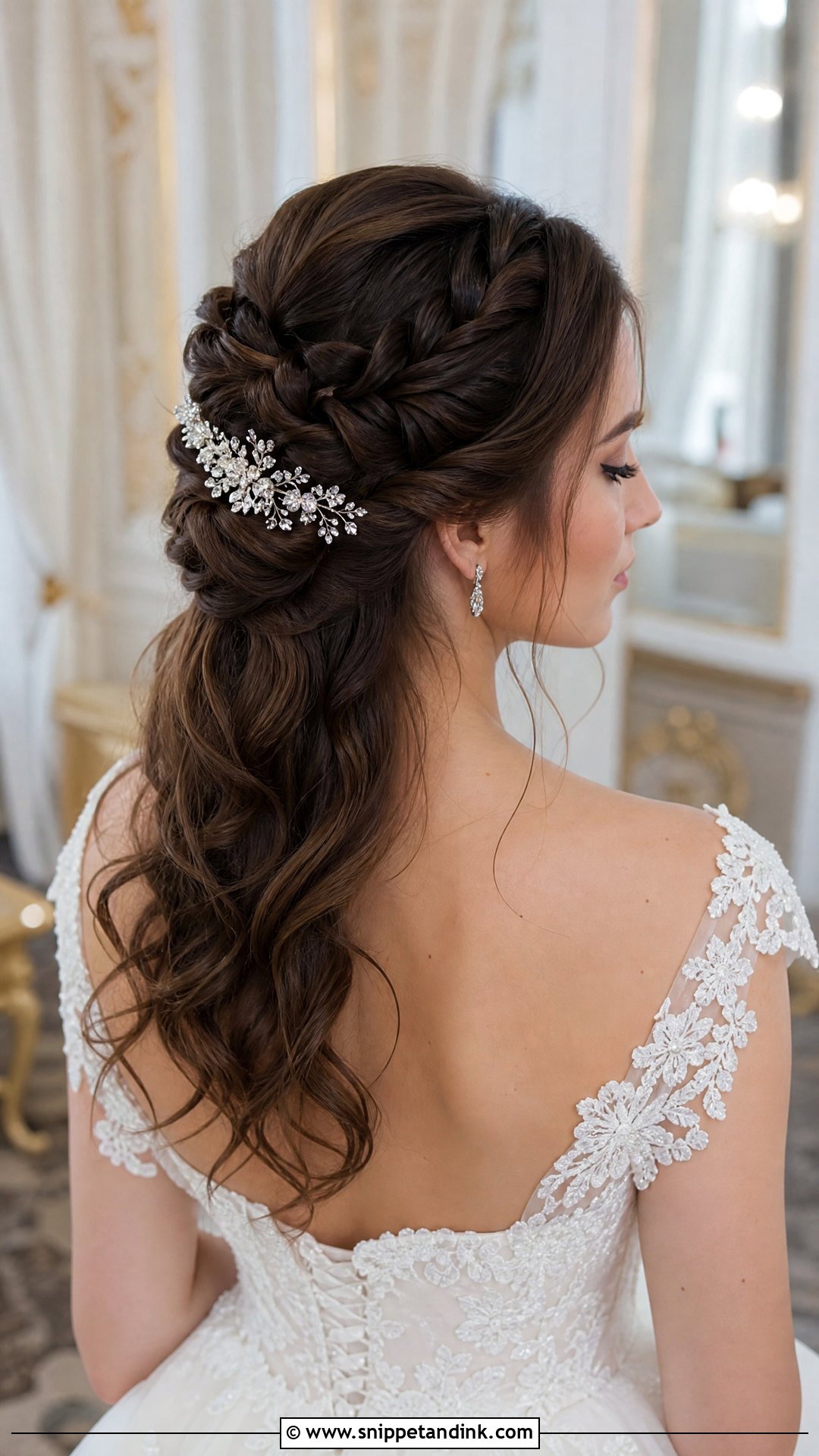 Half Up Braided Updo Wedding Hairstyle - Snippet and Ink - 20 Half-Up Braided Wedding Hairstyles