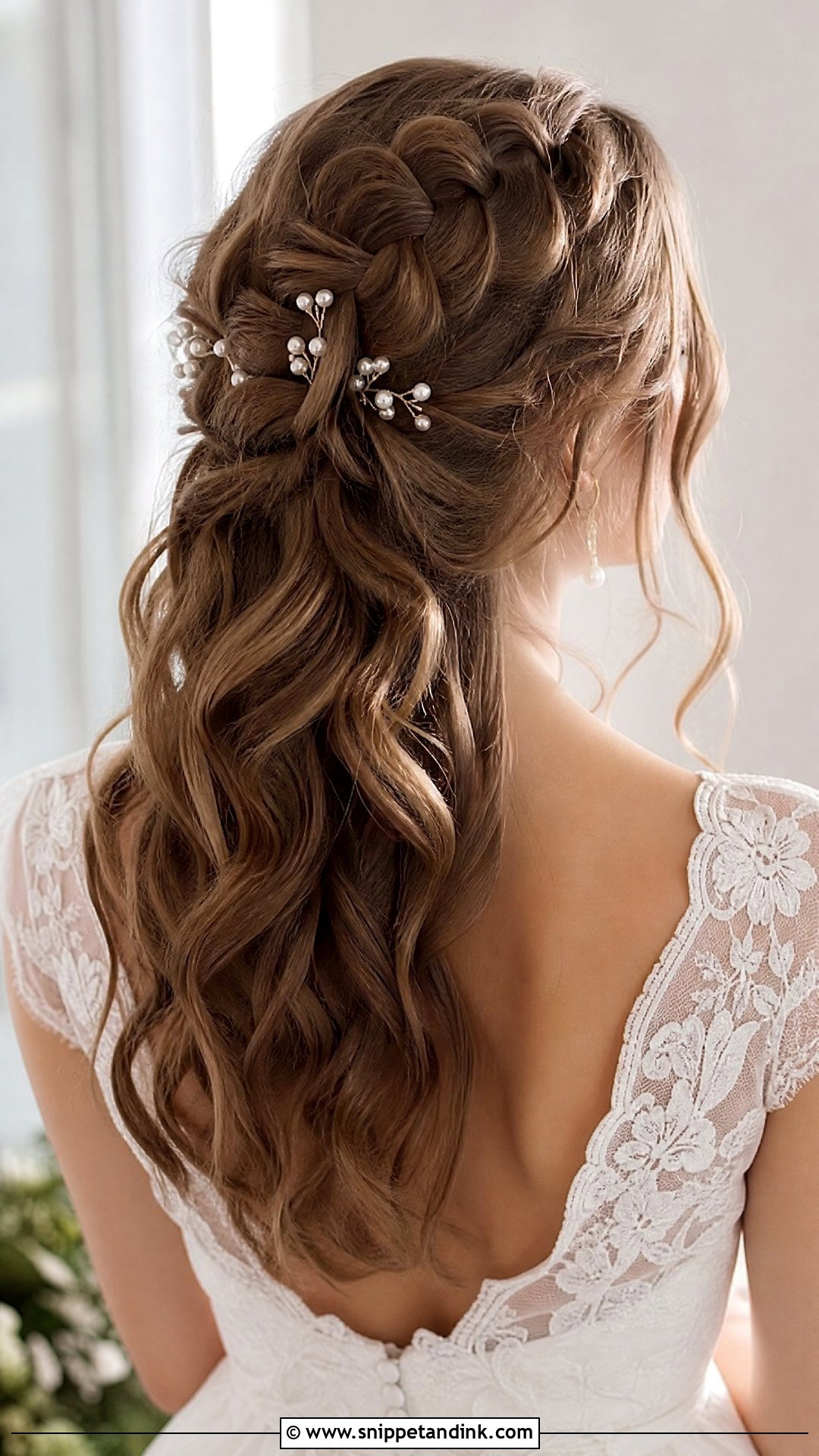 Half Up Braided Wavy Wedding Hairstyle - Snippet and Ink - 20 Half-Up Braided Wedding Hairstyles