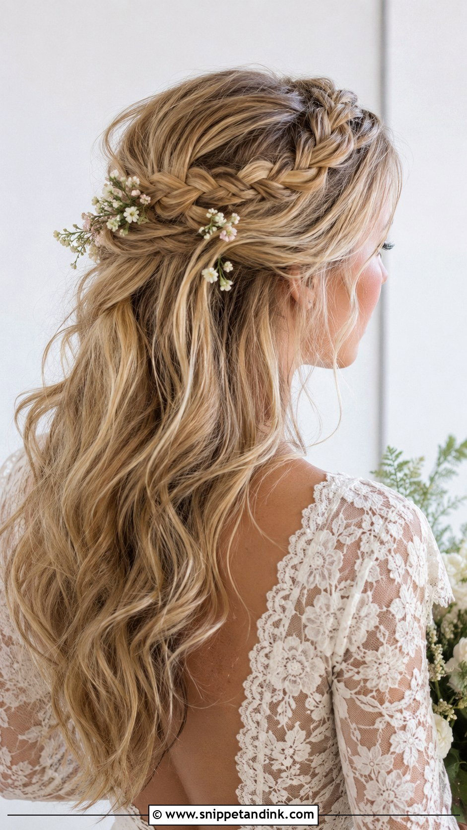 Half Up Braided Wedding Hair - Snippet and Ink - 20 Wedding Hairstyles 2025 Trends